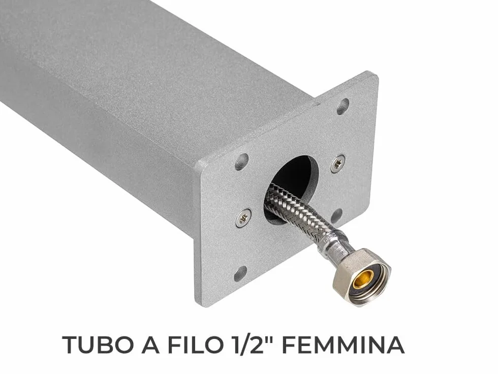 Fontana rettangolare light in metallo completa di impianto e rubinetto BEL-FER modello 42/RE, colore Alluminio