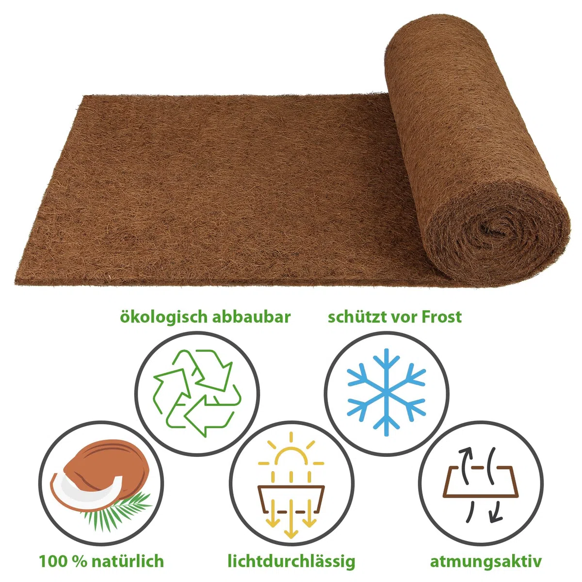 Montafox Stuoia Fibra Cocco Varie Misure - Protezione Invernale Piante Fibra Cocco Rivestita Lattice Naturale - Rotolo Protezione Freddo Prodotto Naturale, Taglia:100 cm x 10 m