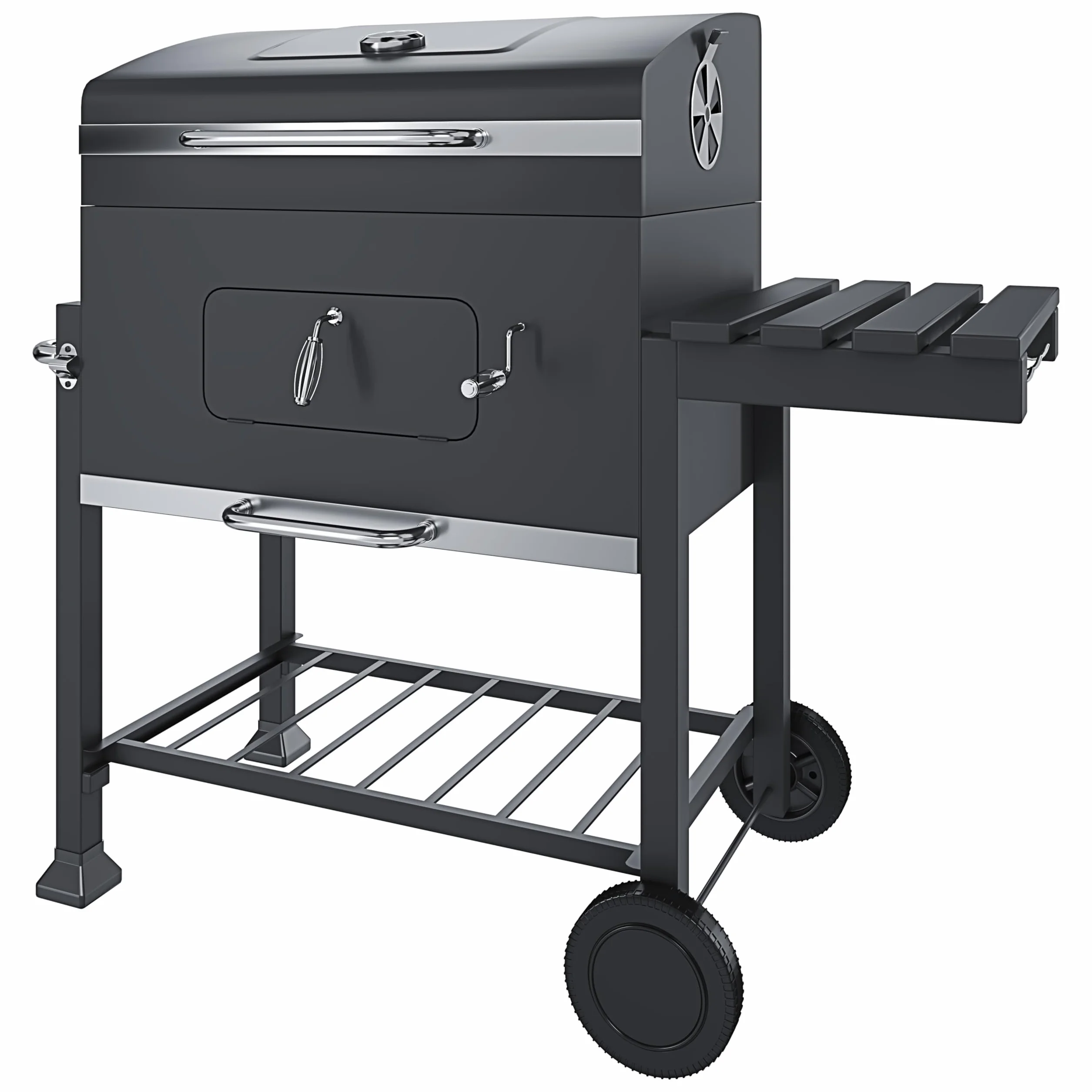 BRICOZONE Barbecue A Carbone In Acciaio Con Termometro Integrato Griglia Regolabile In Altezza