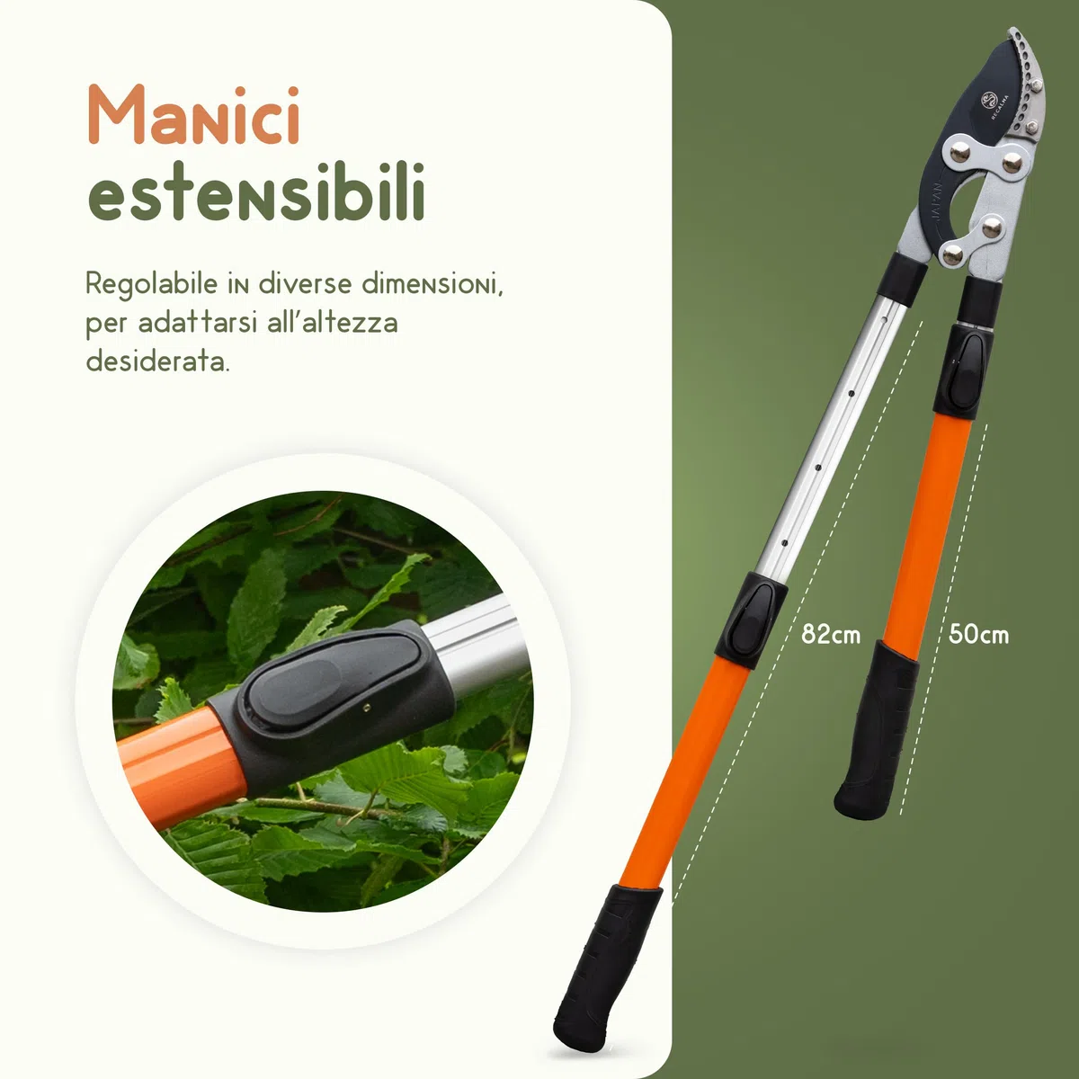 Troncami telescopici acciaio temprato taglia rami 44 mm cesoie regolabili testa di squalo