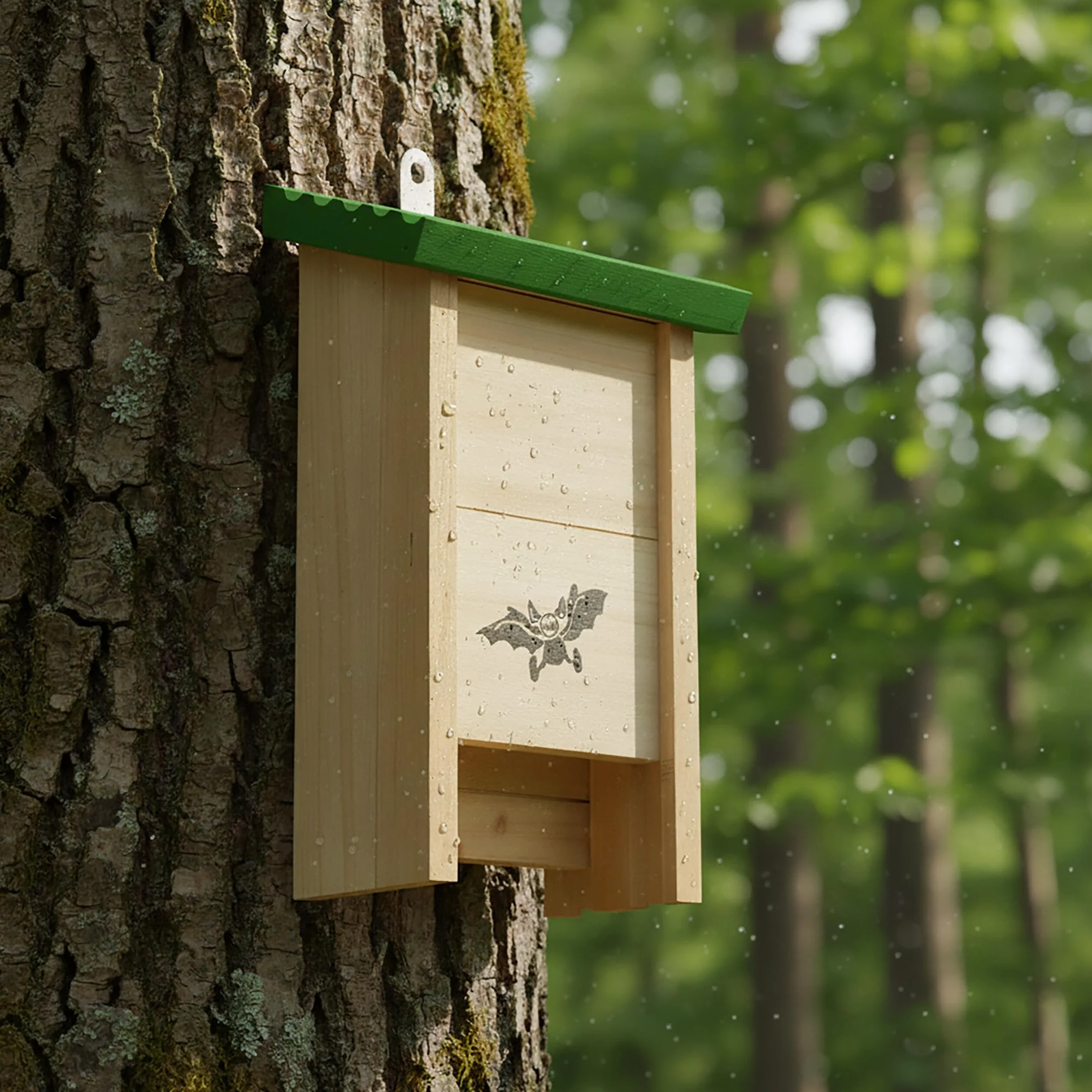 Relaxdays Casetta per Pipistrelli in Legno Set da 4 Naturale Verde HBT 25 x 18 x 6 cm