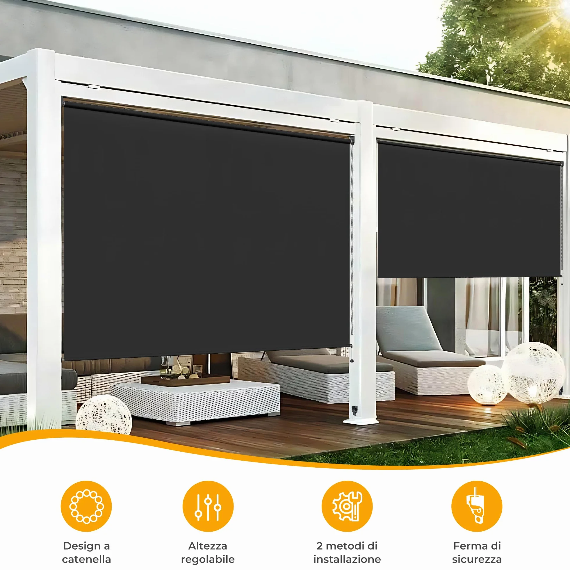 Tenda da sole per esterno Impermeabile 180x180cm Antracite