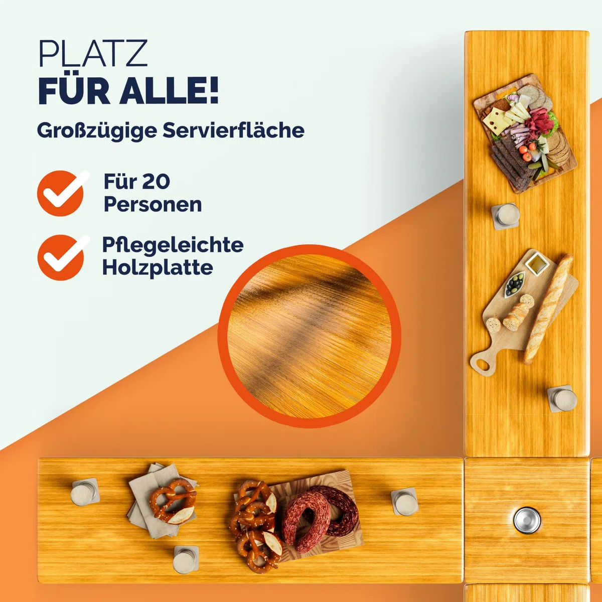 Deuba Tavolo Quattro XXL Alto Set Birreria 20 Persone con Supporto Ombrellone Pieghevole Legno Fiere