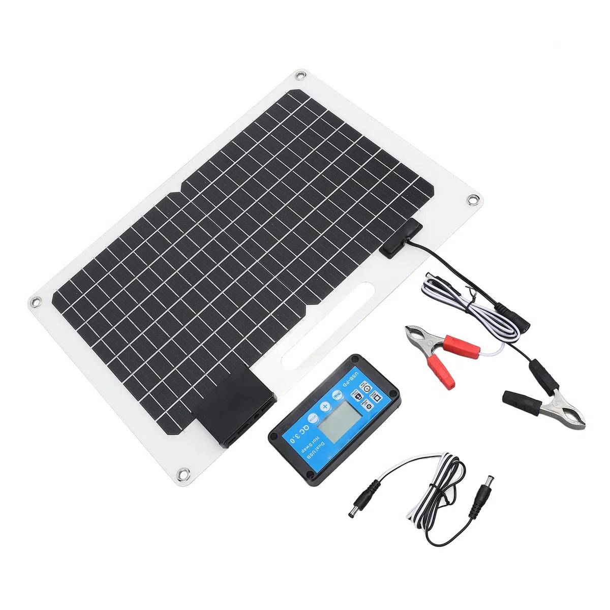 Caricatore Pannello Solare Monocristallino 12V/24V 100W Doppia USB per Barche Tetto