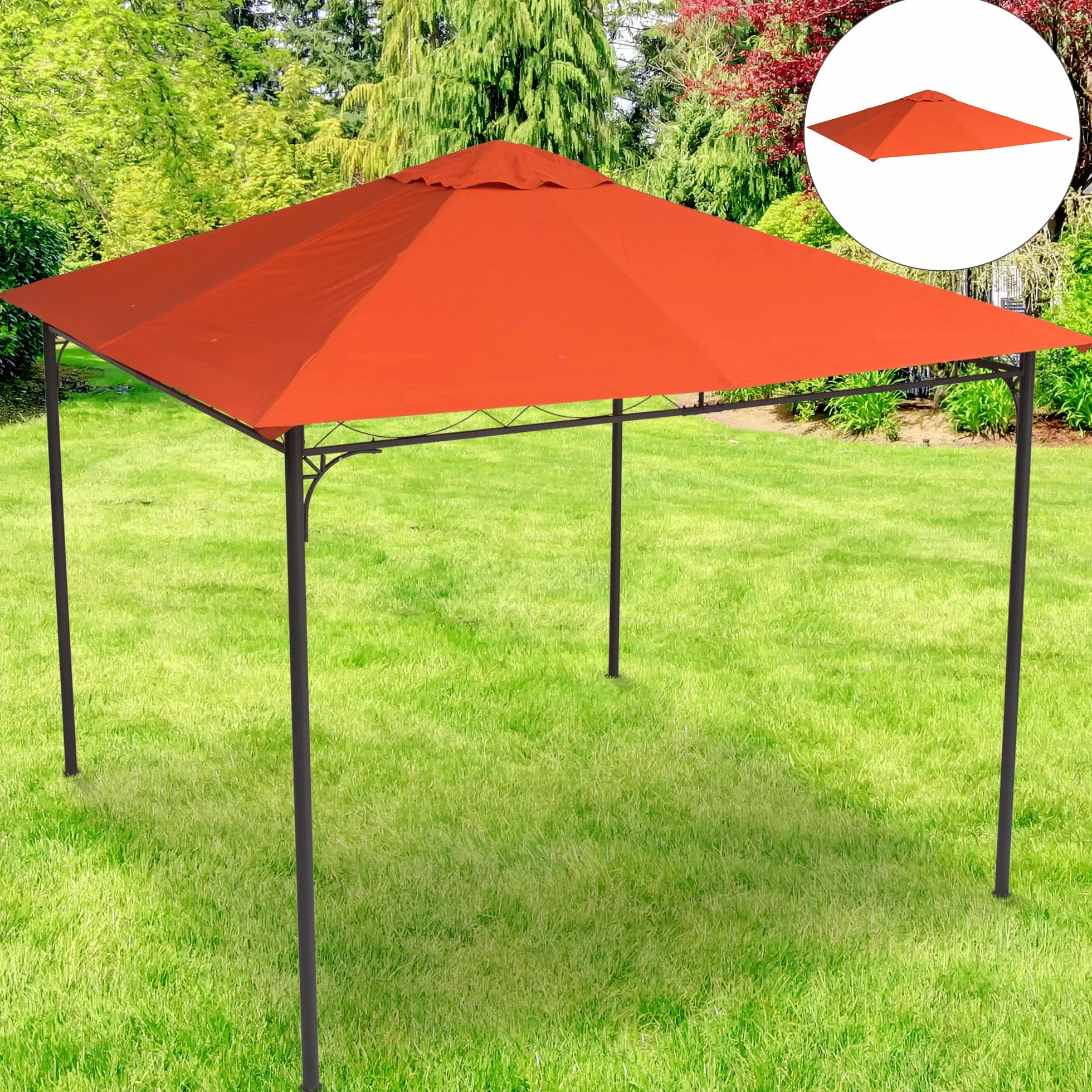Outsunny Tetto di Ricambio per Gazebo 3x3 m in Poliestere 180g/㎡, Resistente all'Acqua, 298x295 cm, Arancione