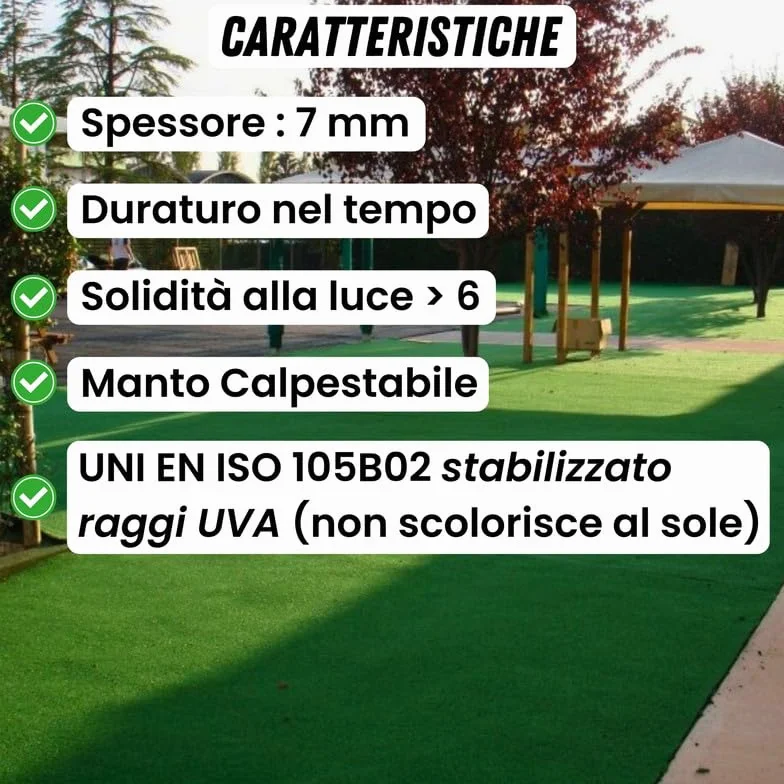ITALFROM - Prato Sintetico da Esterno Drenante (7 mm) Erba Sintetica per Esterno, Erba Finta Terrazzo, Erba Artificiale per Giardino, Balcone, Piscina, Resistente, Tappeto Erba Sintetica (4x5m)