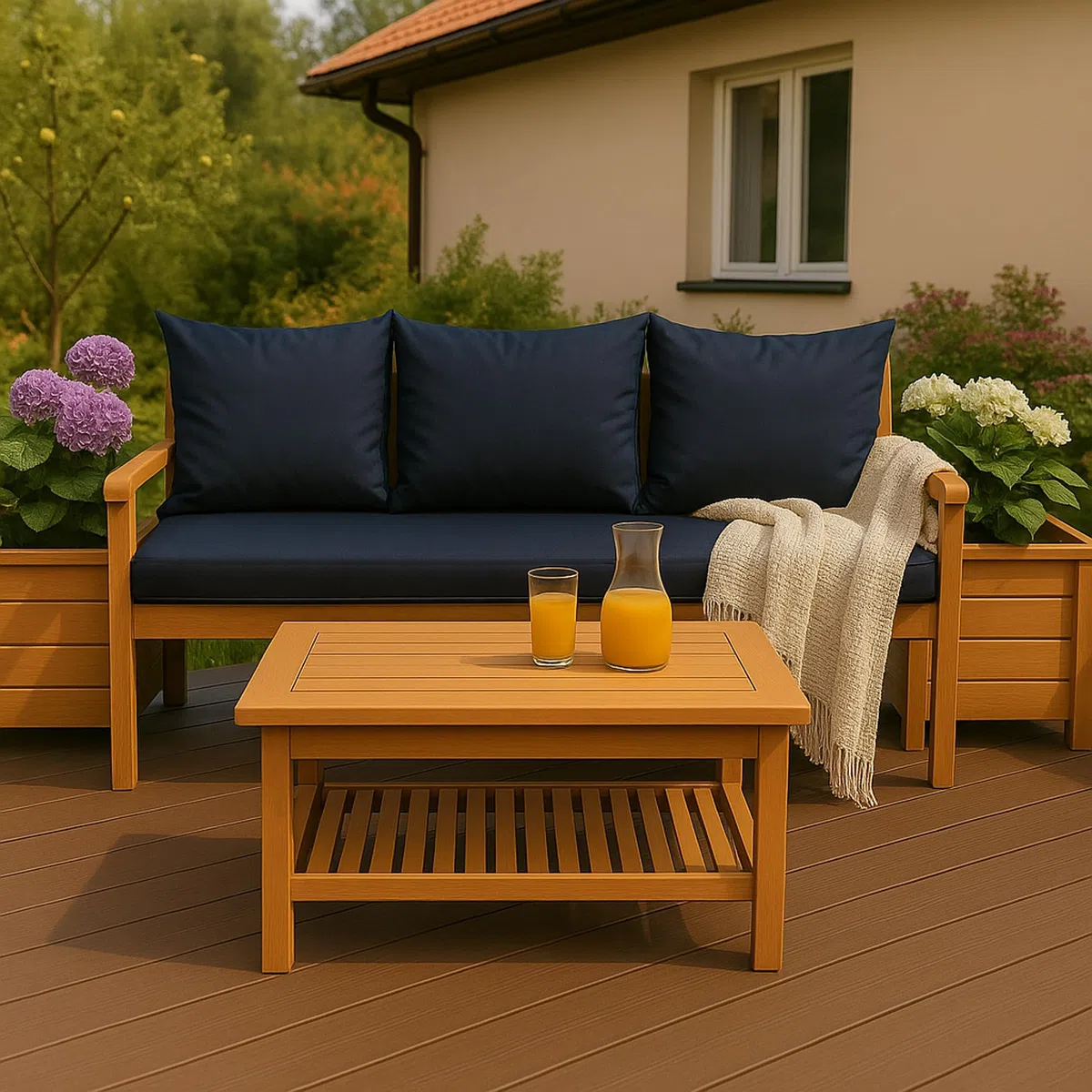 Cuscino per Panca da Giardino con Schienale SET Bifacciale 150x60x50 cm Blu Marino