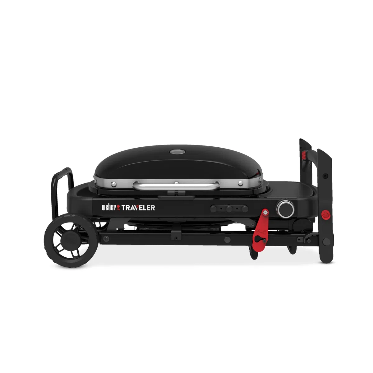 Weber Traveler Compact Barbecue a Gas, Griglia 52x36 cm, BBQ Portatile, Carrello Ripiegabile, Nero