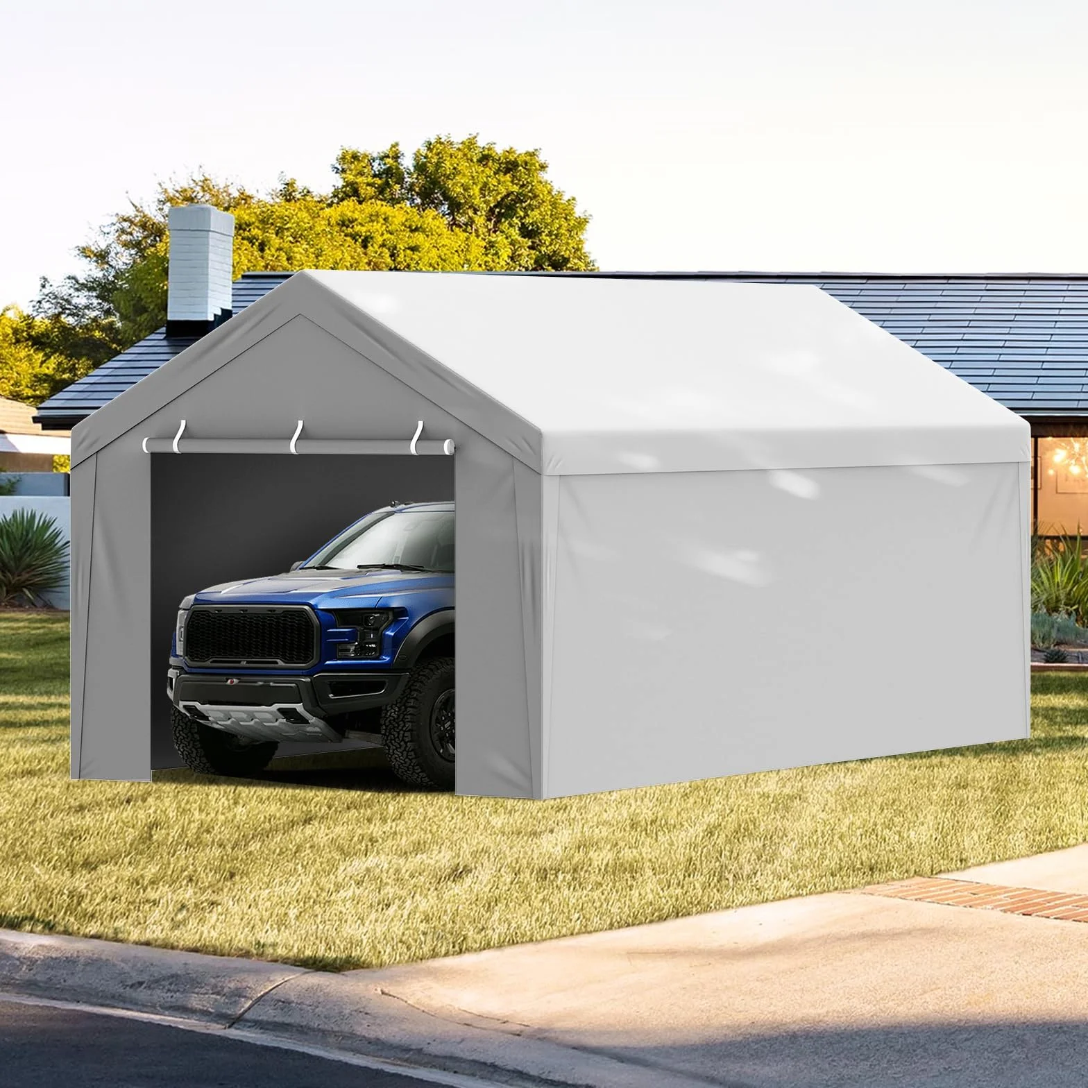 VEVOR Tendalino di ricambio per posto auto coperto parete laterale 10x20ft, impermeabile e protetto dai raggi UV, bianco (telaio non incluso)