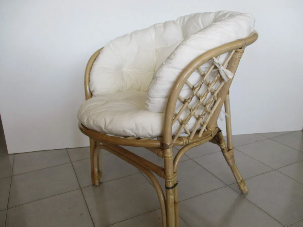 Poltrona Vimini Rattan Naturale con Cuscino 70x68x71 cm H