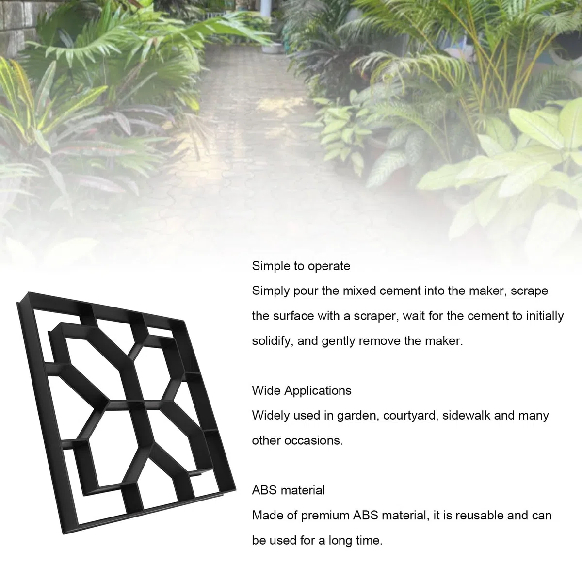 Forme In Cemento, 40X40Cm Riutilizzabile, Creatore Percorsi In Cemento Pavimentazione In Pietra per Prato, Patio, Giardino, Creatore Blocchi Terreno, Forma Pavimentazione Vialetti