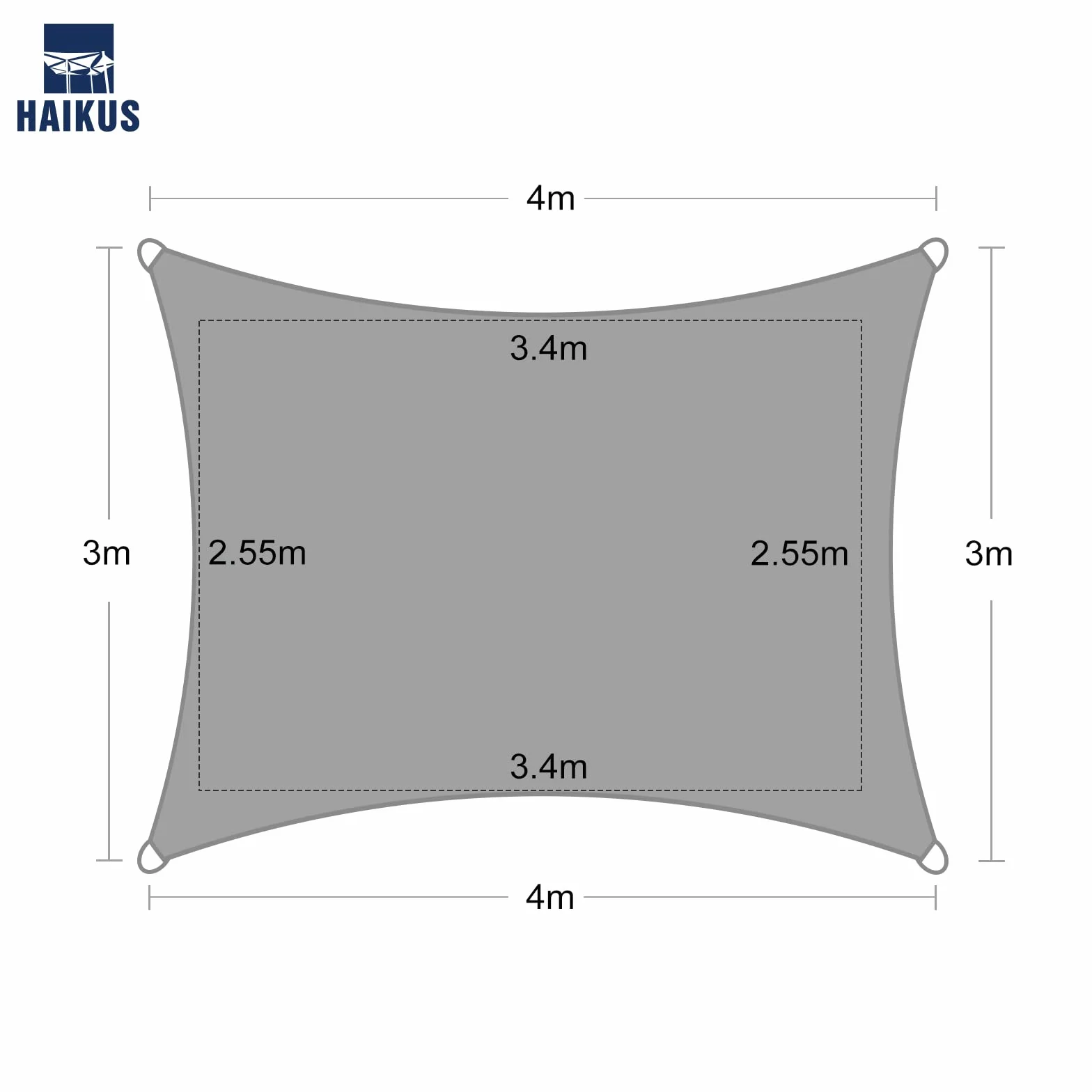 HAIKUS Vela Ombreggiante 3x4 Traspirante Tenda da Sole 400x300 Bianca