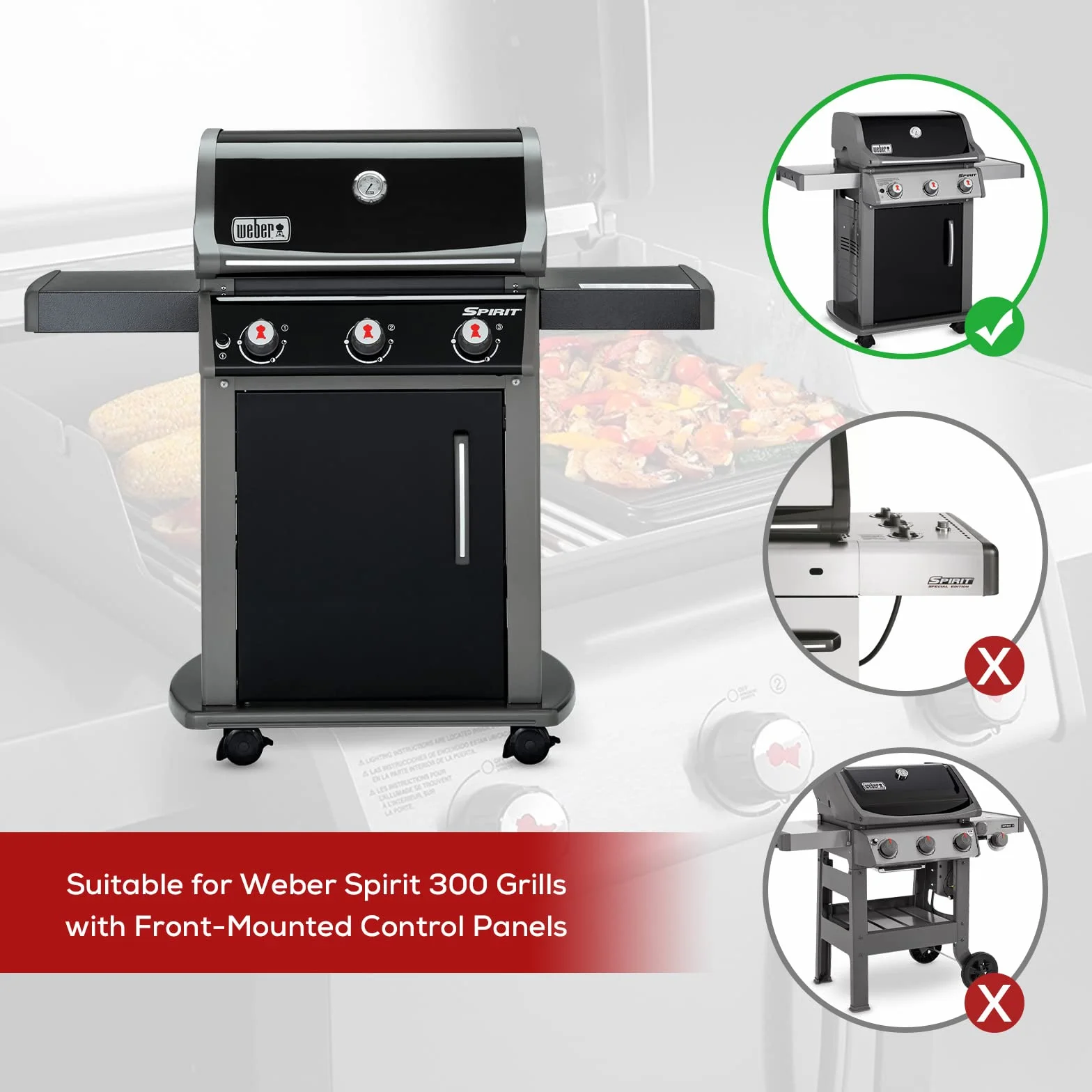 7636 Barre Piastra Riscaldante da 38.8 cm Parti per Griglia Weber Spirit Serie 300,Parti di Ricambio per Spirit E310 S310 E320 S320 E330 S330 Griglie a Gas con Pannelli di Controllo Frontali (7636)