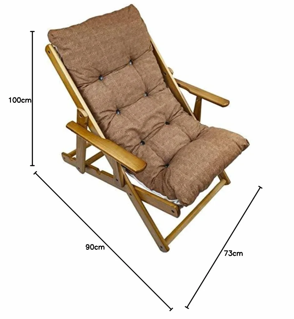 MAURY'S Poltrona Sdraio Harmony Relax w Legno 3 pozycje z Cuscino Imbottito (Marrone)