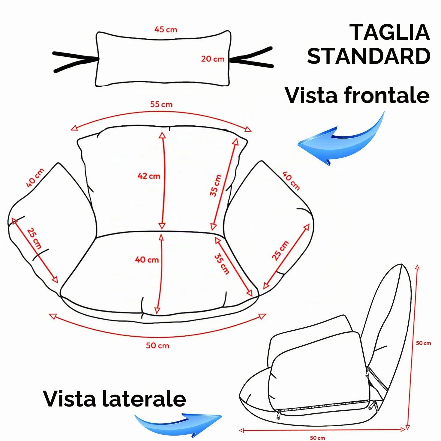 Ferocity Cuscino per sedia amaca, Sedia in Rattan Cuscino, Dondolo Sospesa, Cuscino per sedia con cuscino per la testa di, rivestimento rimovibile, con lacci attaccati, Beige [114]