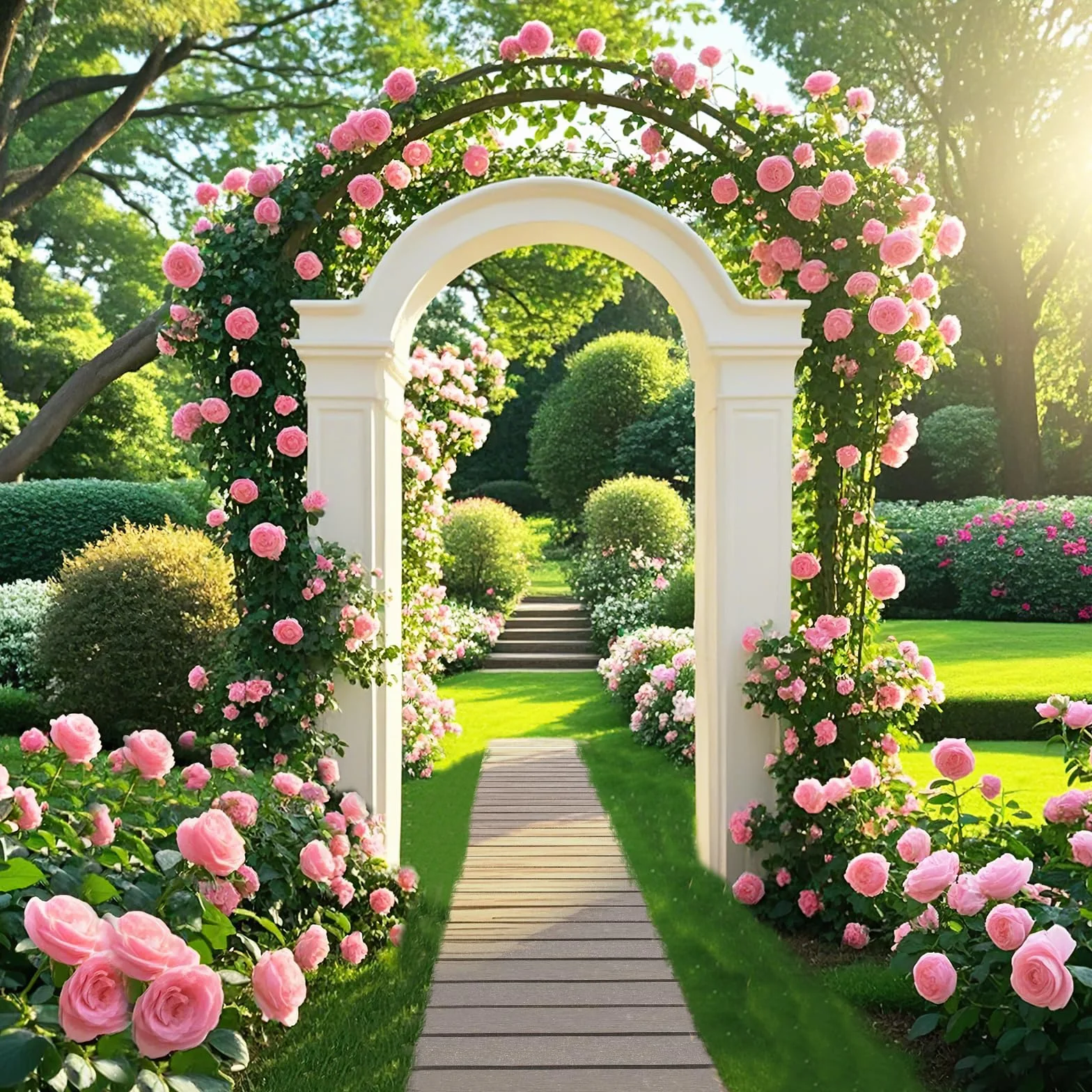 SOARS Passerella da Giardino Pieghevole 242 x 43 cm, Sentiero da Prato in HDPE con Cavi in Acciaio, Percorso da Prato Antiscivolo per Cortile e Spiaggia, Grigio