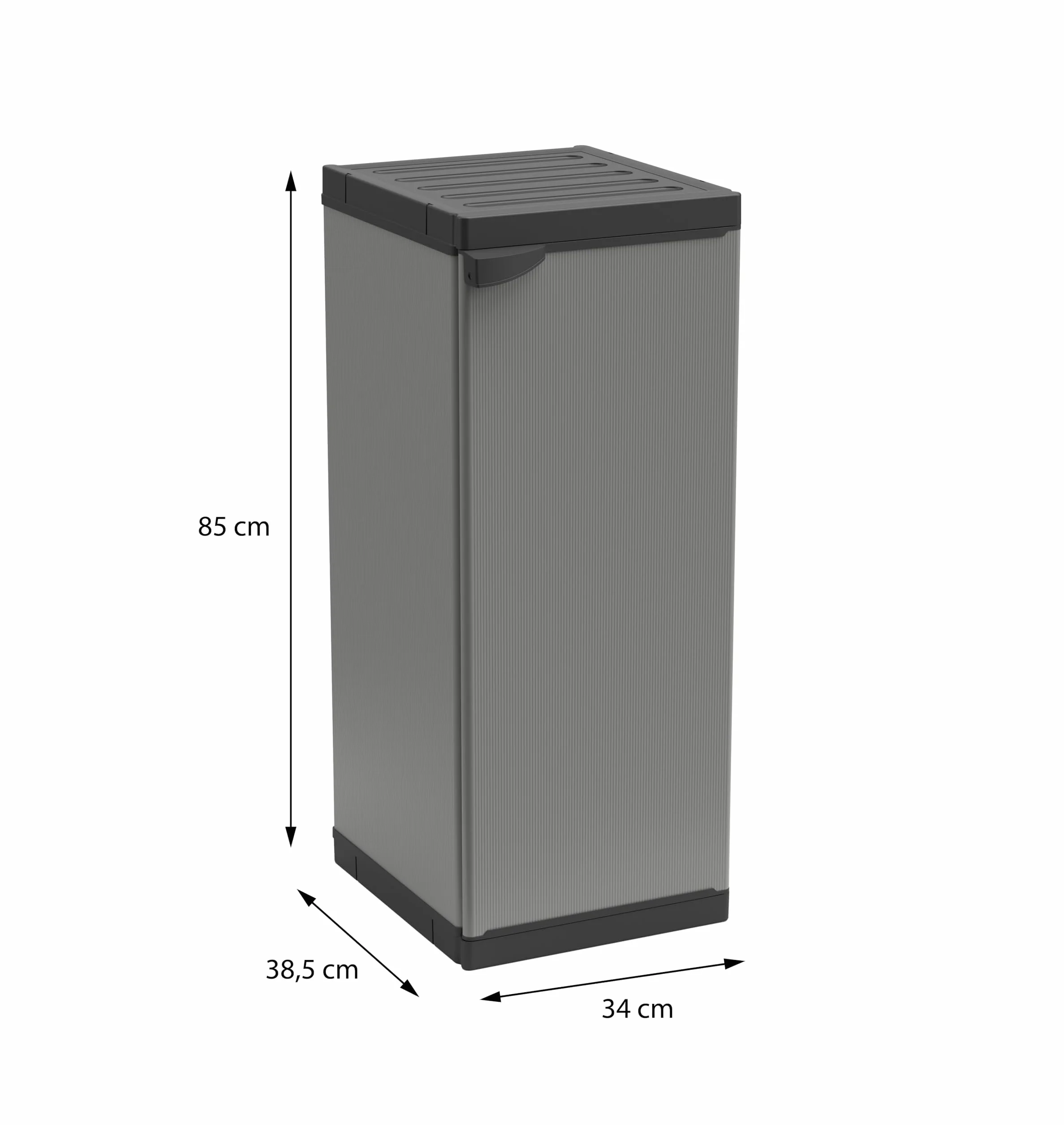 Adventa: Armadietto in resina di PVC e PP, 1 Anta, 1 Ripiano, Facile da Montare, Modular System, Resistente, Adatto ad ambienti Interni ed Esterni, 34L x 40P x 85H cm, Grigio e Nero