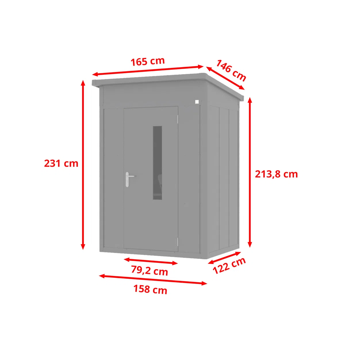 GFP Primeyard Casetta da giardino metallo 158x122x231 cm Armadio da esterno per attrezzi antracite