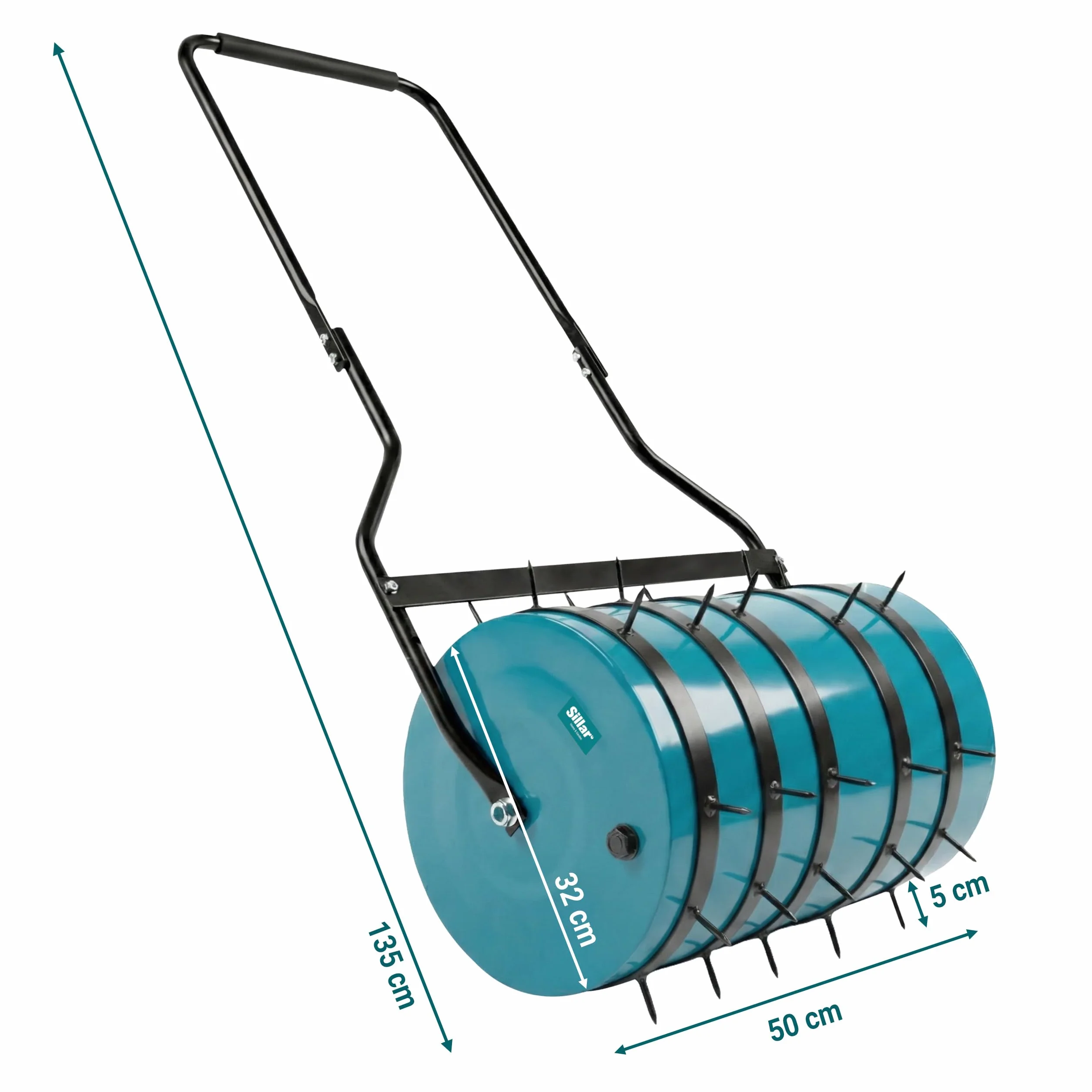 Sillar Anelli Aeratori per Rullo da Prato, 32 cm, Set di 5 Anelli con 30 Punte in Acciaio, Accessorio per Rullo da Giardino, Utensile Manuale per Arieggiare e Rigenerare Il Prato