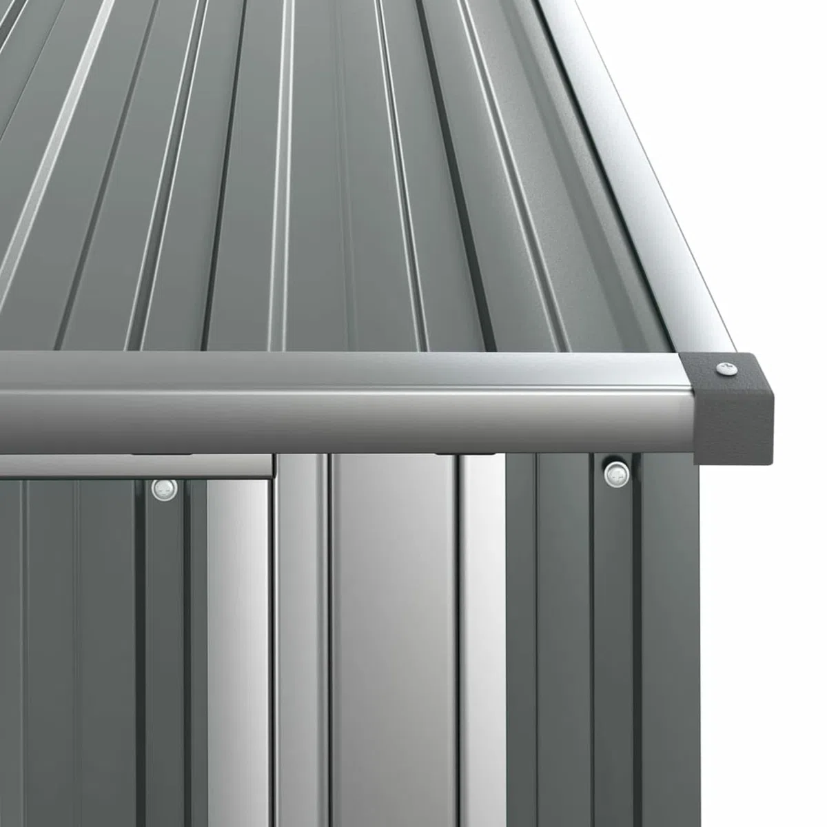 Gecheer Casetta per giardino in acciaio zincato, grigio, 118,5 x 97 x 209,5 cm, utensili in acciaio, cassetta degli attrezzi