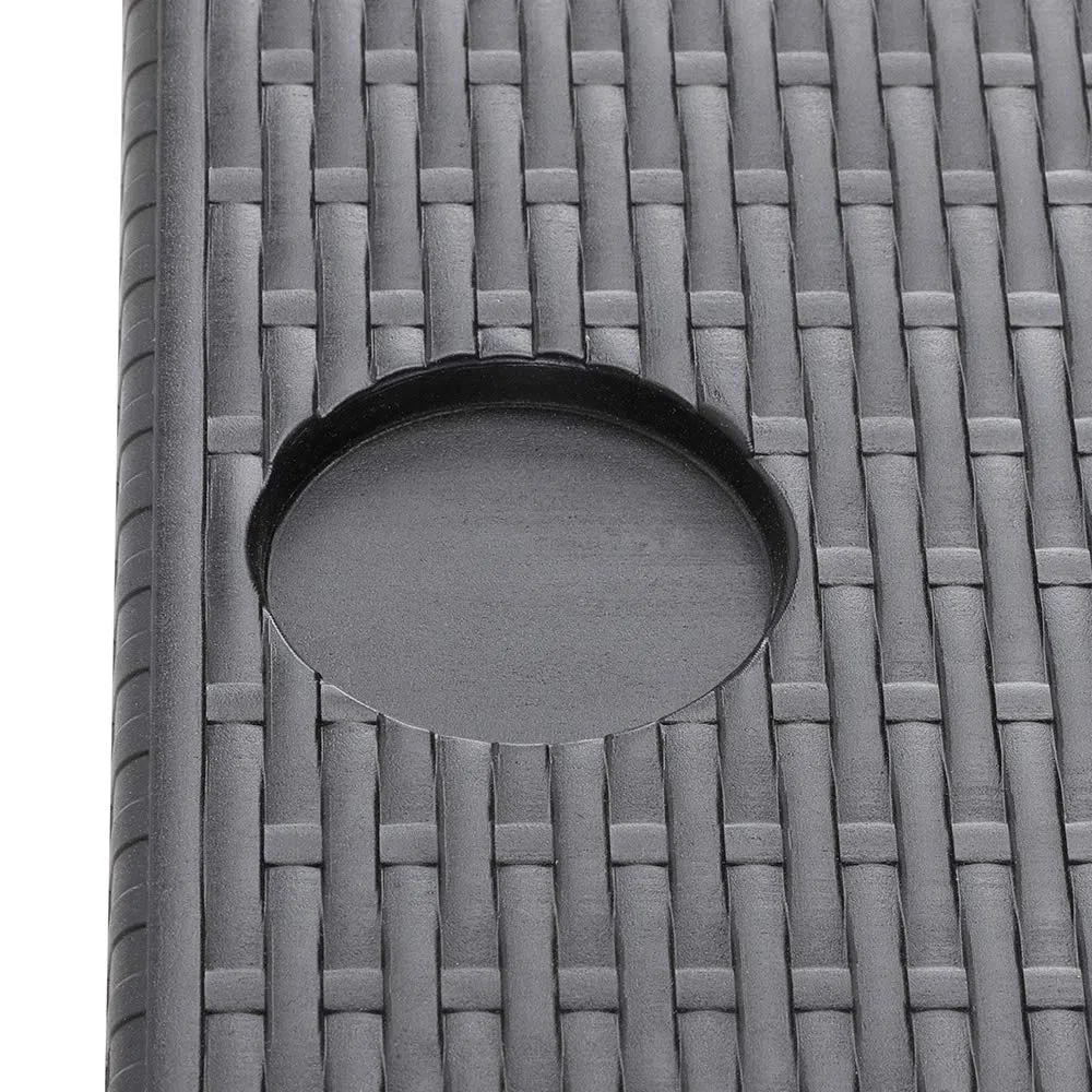 BAKAJI Tavolo Pieghevole da Ringhiera Esterno Balcone Altezza Regolabile Metallo Polyrattan Portabicchieri 60x64cm Nero