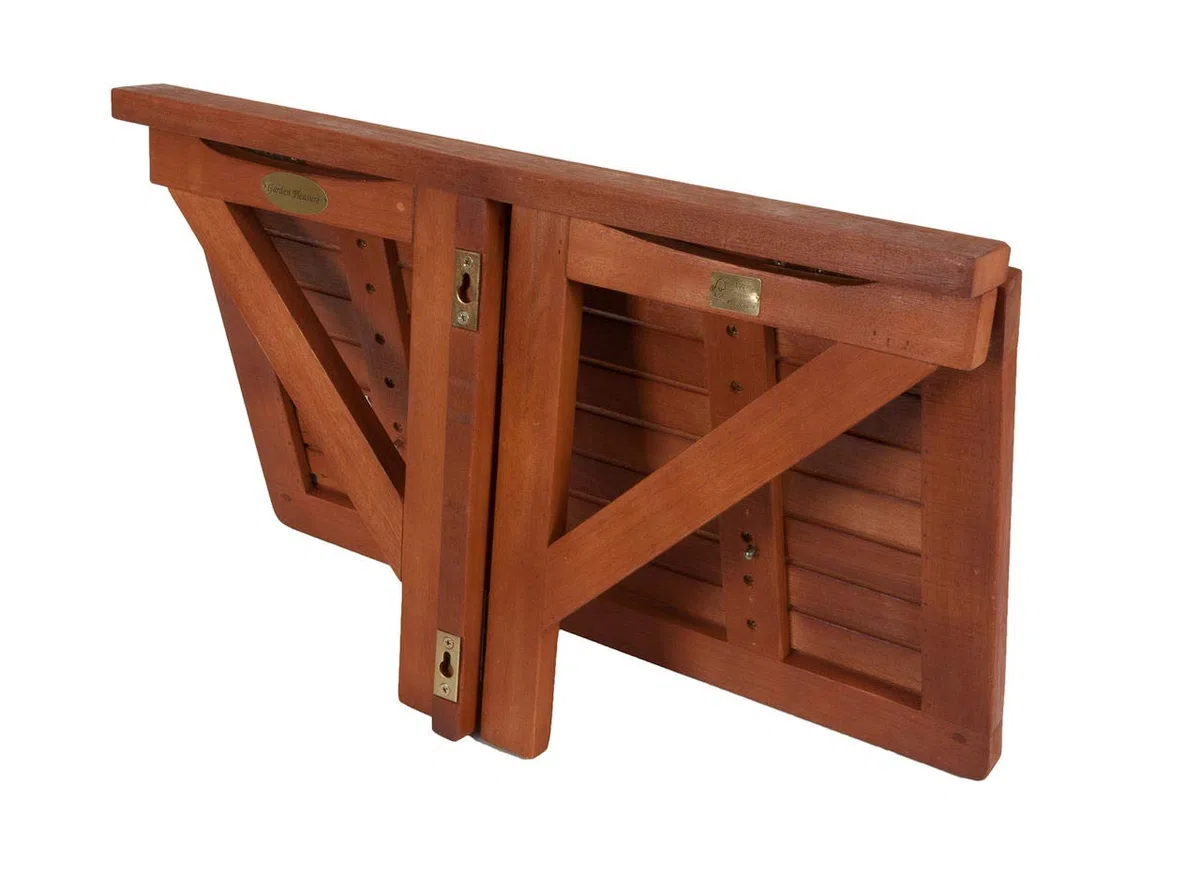 Spetebo Tavolo da balcone in legno di eucalipto pieghevole 60 x 40 cm