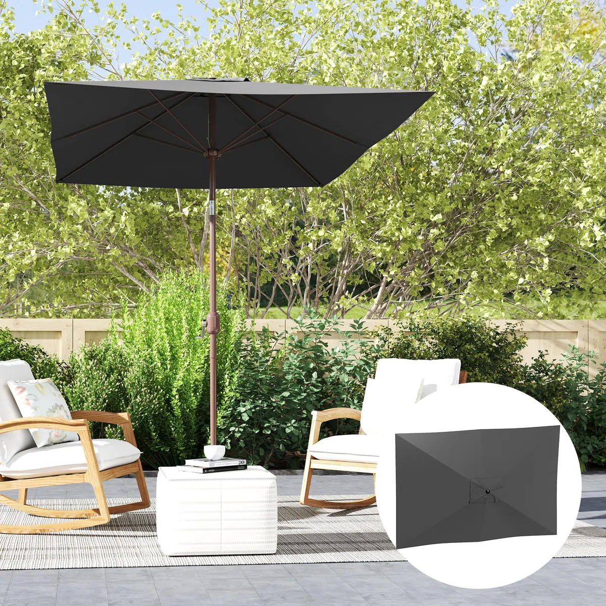 Outsunny Telo di Ricambio per Ombrellone Rettangolare 3x2 m con Presa d'Aria Superiore, Telo per Ombrellone da Giardino a 6 Stecche in Poliestere 180 g/m², Protezione UV 50+