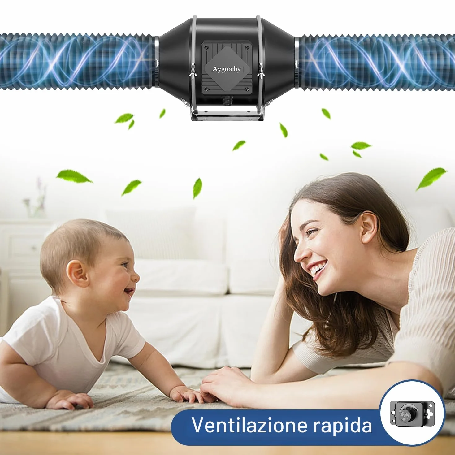 Ventola Aspirazione 100mm 363 m³/h Estrattore Aria In Linea con Controllore di Velocità