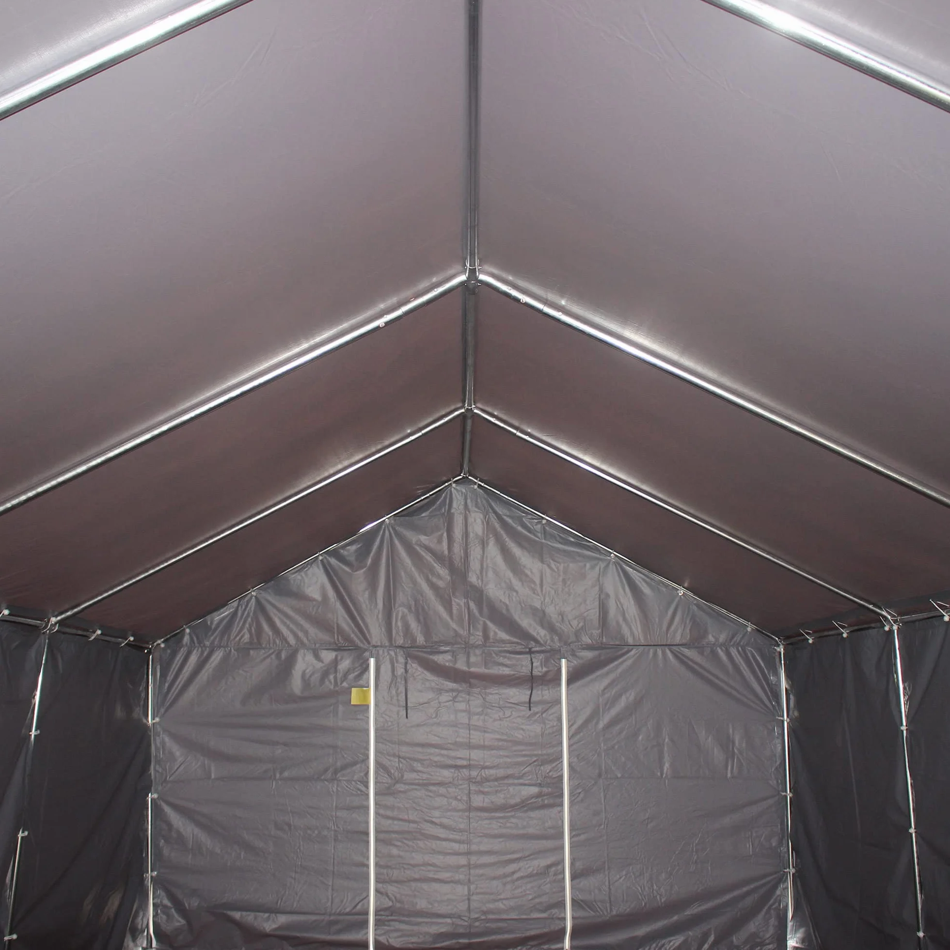 Outsunny Garage Auto Esterno 8x4m Porte Cerniera Tettoia Pannelli Removibili Telaio Acciaio Grigio Scuro