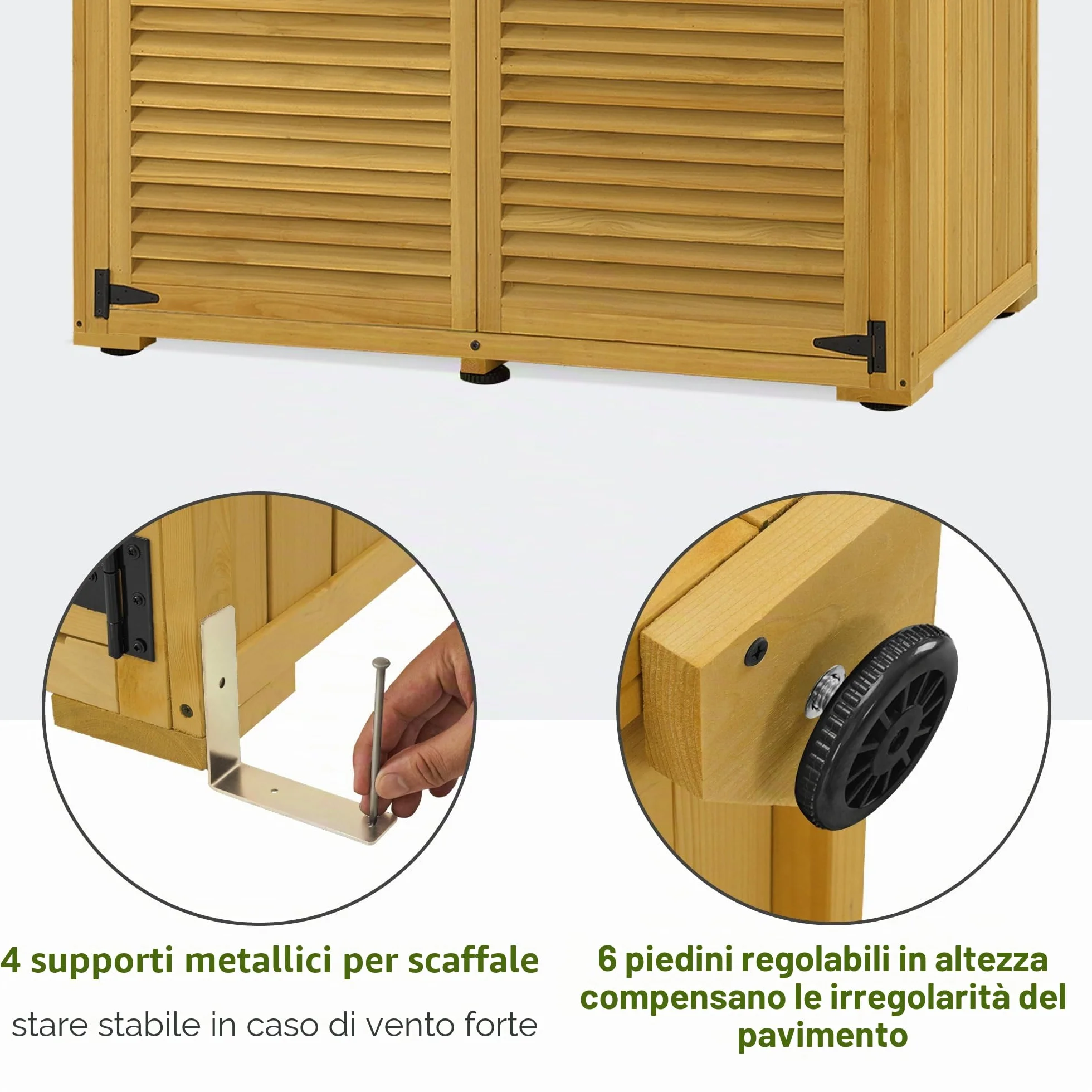 M MCombo armadio da giardino in legno, casetta da giardino piccola resistente alle intemperie, casetta per attrezzi da esterno, per area esterna balcone terrazza, 59×129×168 cm, 0901D-1 (natura)