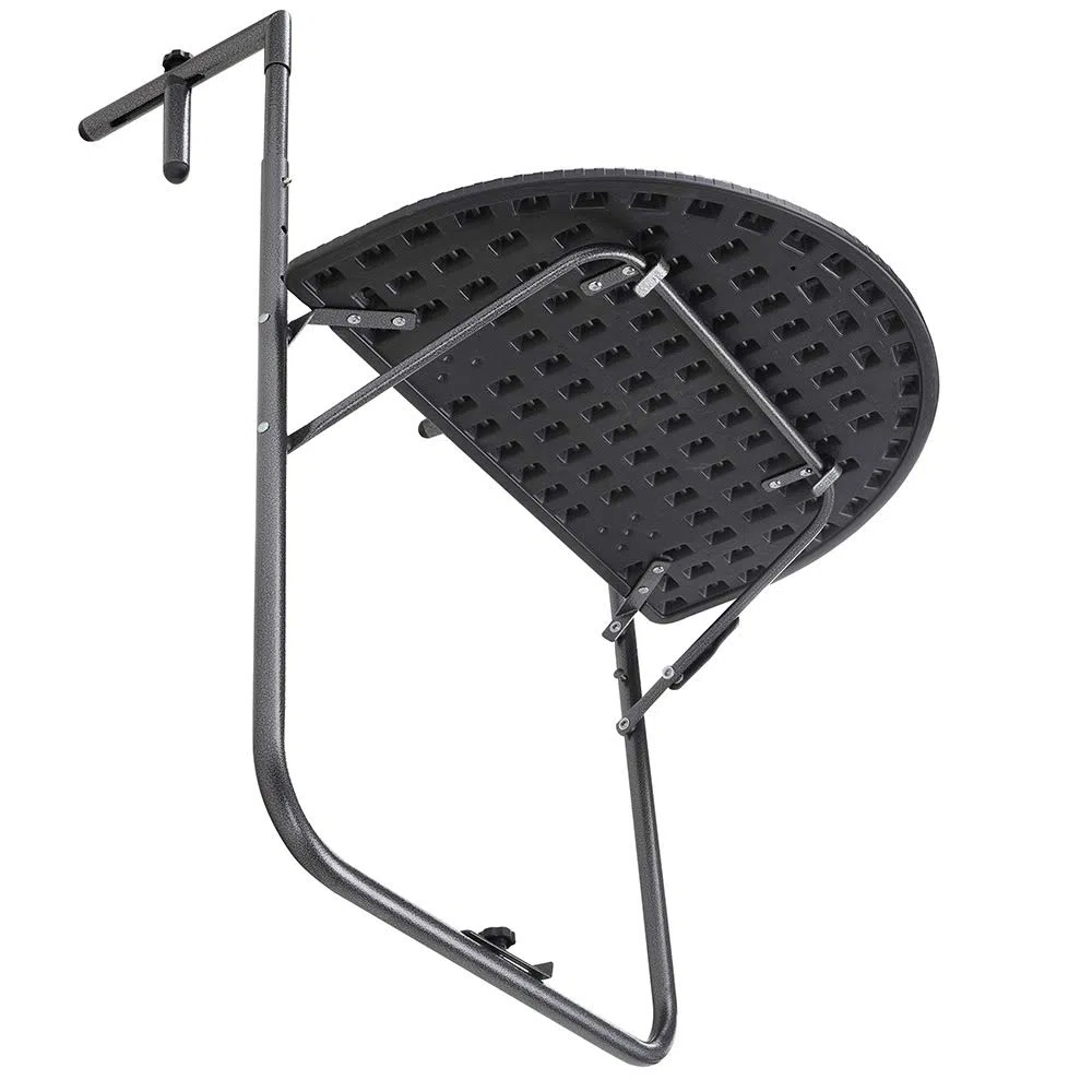 BAKAJI Tavolo Pieghevole da Ringhiera Esterno Balcone Altezza Regolabile Metallo Polyrattan Portabicchieri 60x64cm Nero