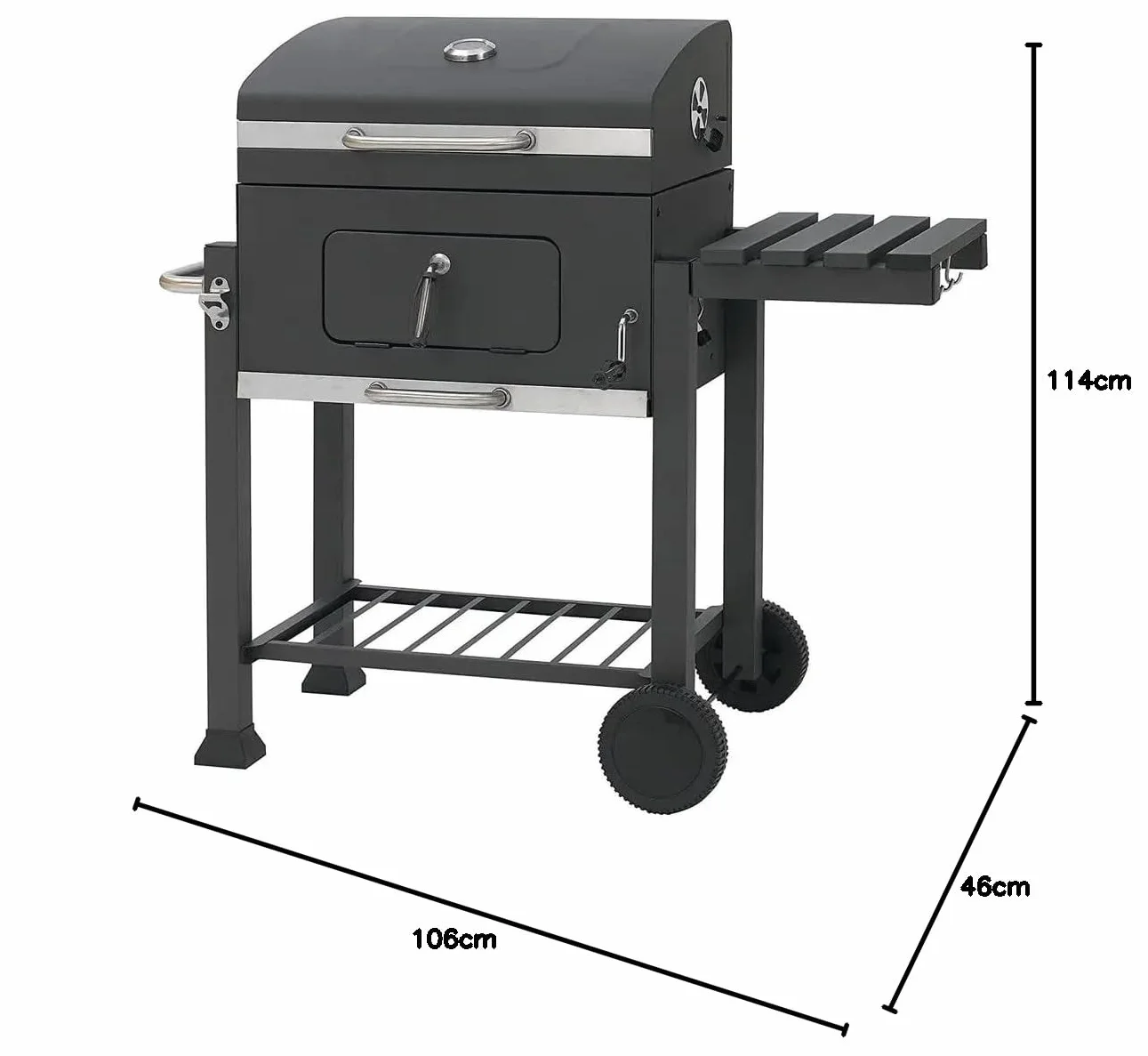 BRICOZONE Barbecue A Carbone In Acciaio Con Termometro Integrato Griglia Regolabile In Altezza