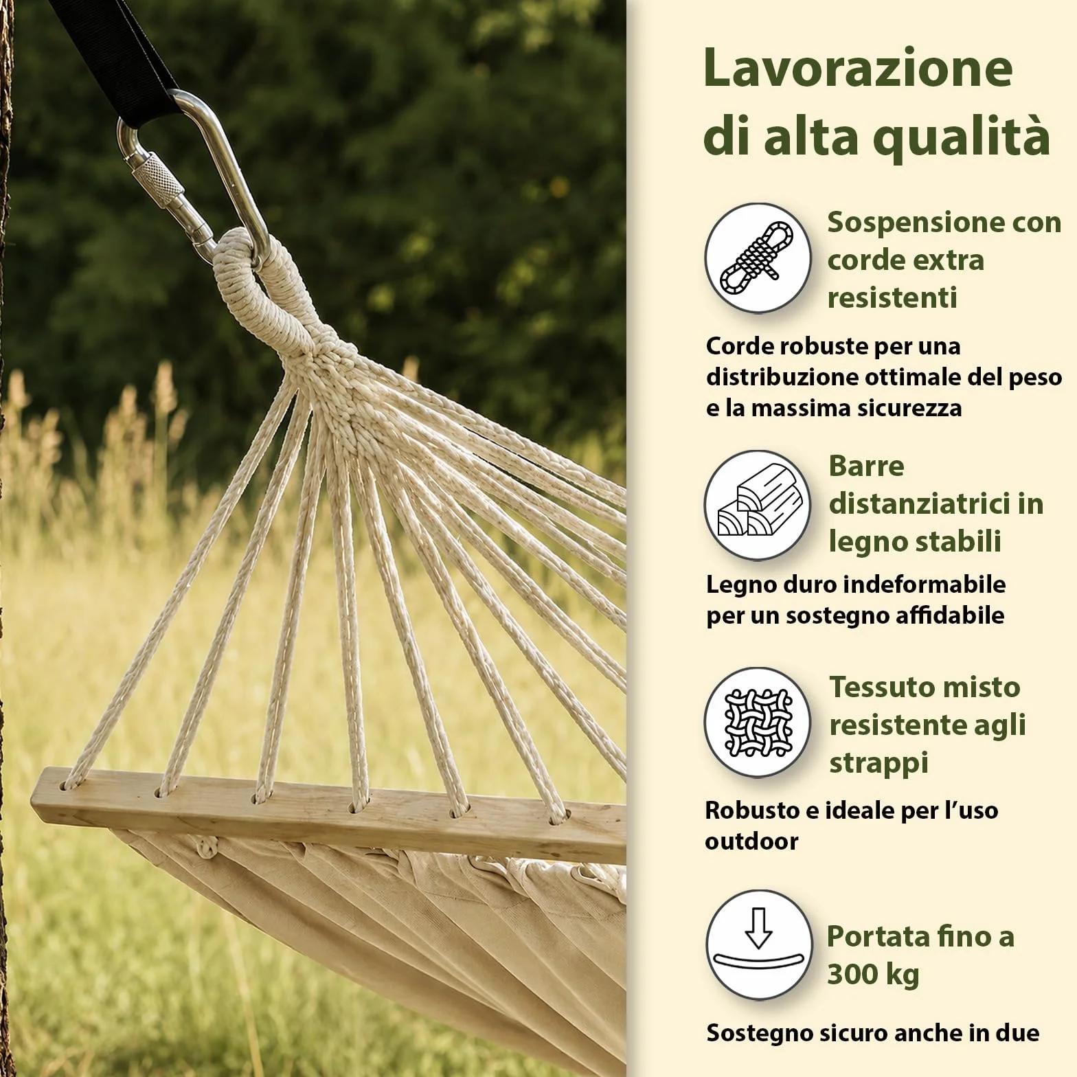 BB Sport Amaca Doppia 240x150 cm 300 kg 2 Persone Giardino