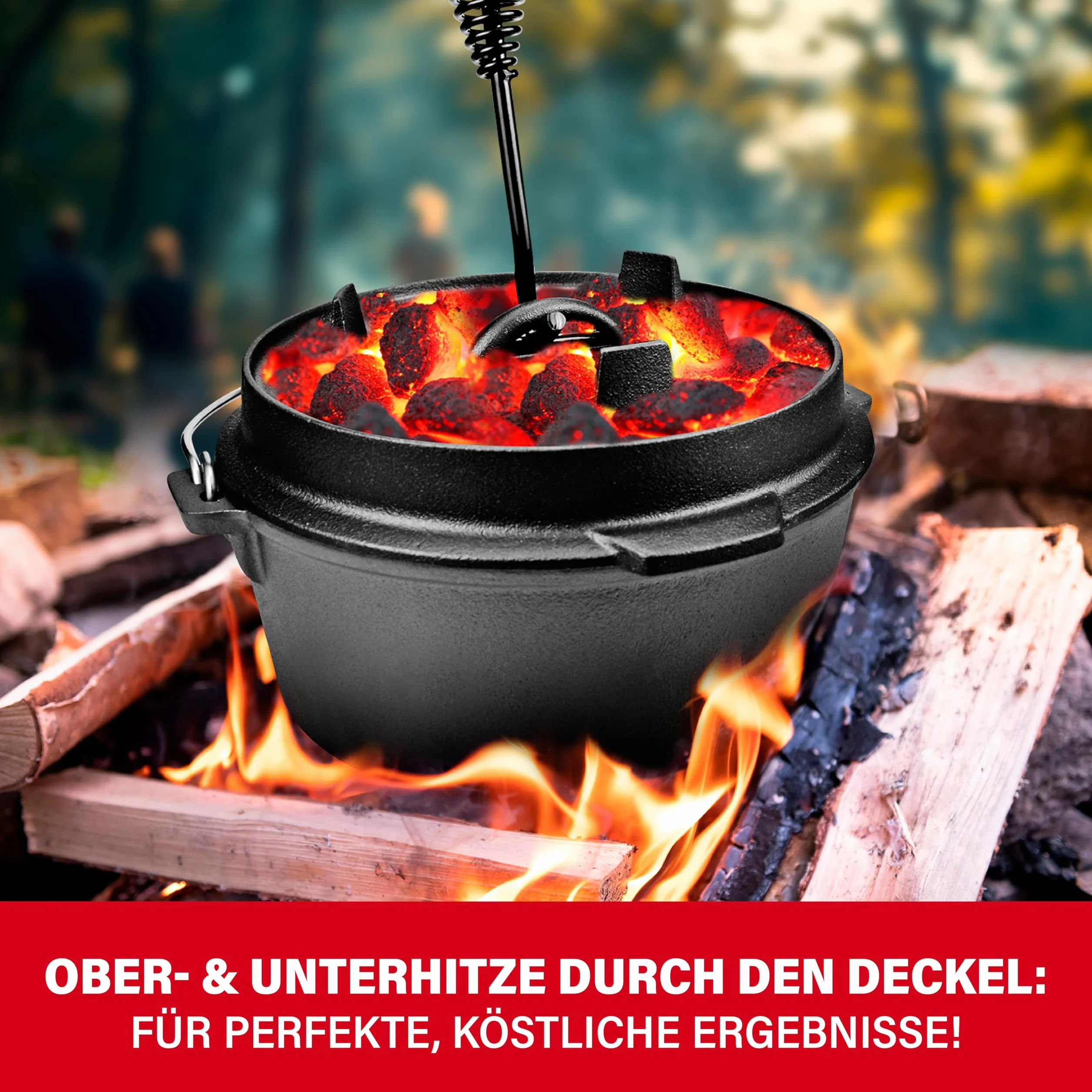 BBQ BOSS Dutch Oven [5L Capacità] Ghisa – Pentola – Cast Iron – Cast Iron – Casseruola – Bollitore per gulasch – Con coperchio