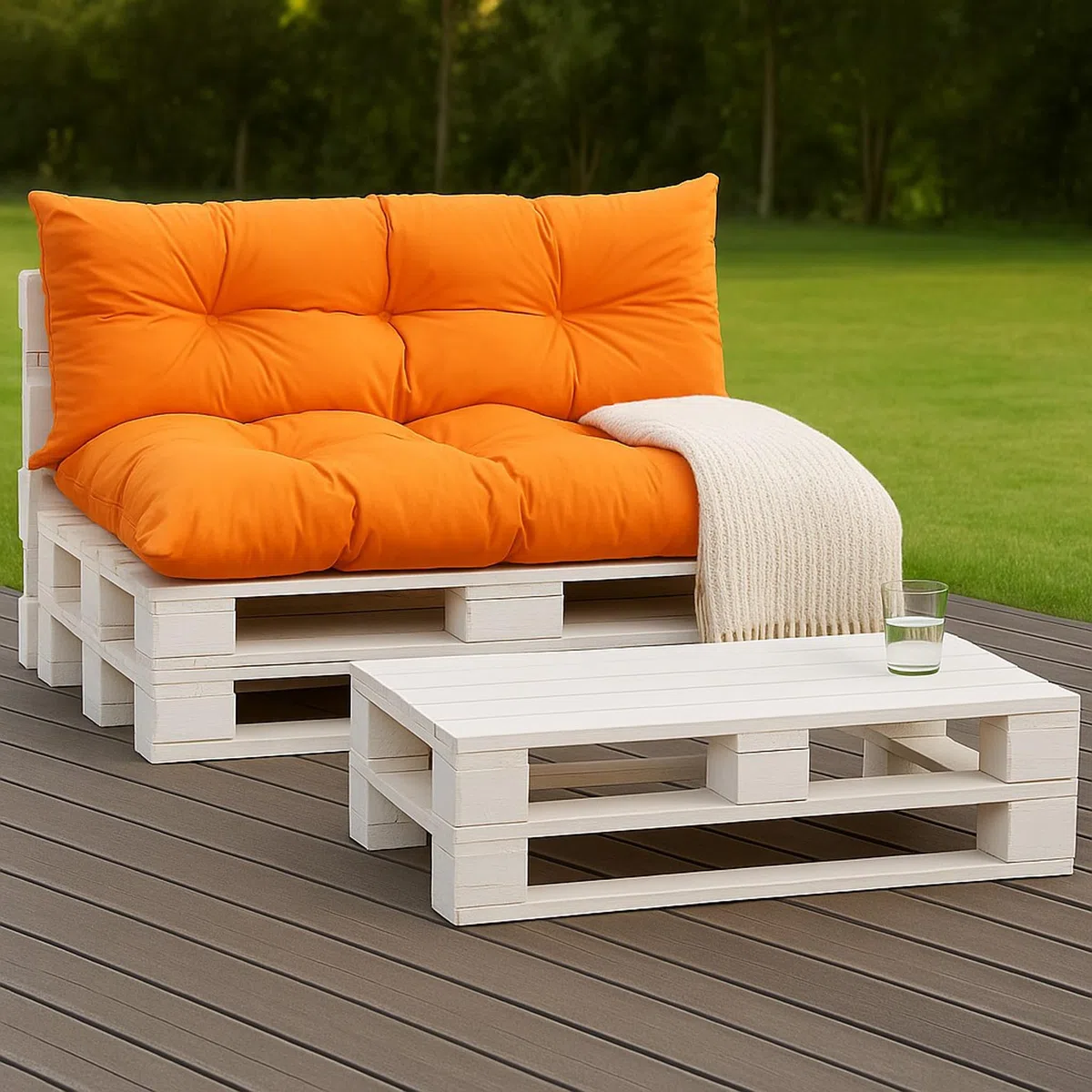 Set di cuscini per pallet, cuscini per mobili da giardino in pallet, schienale e cuscino da giardino, diversi colori e dimensioni (arancione, set da 120 x 60 cm + 120 x 40 cuscini per