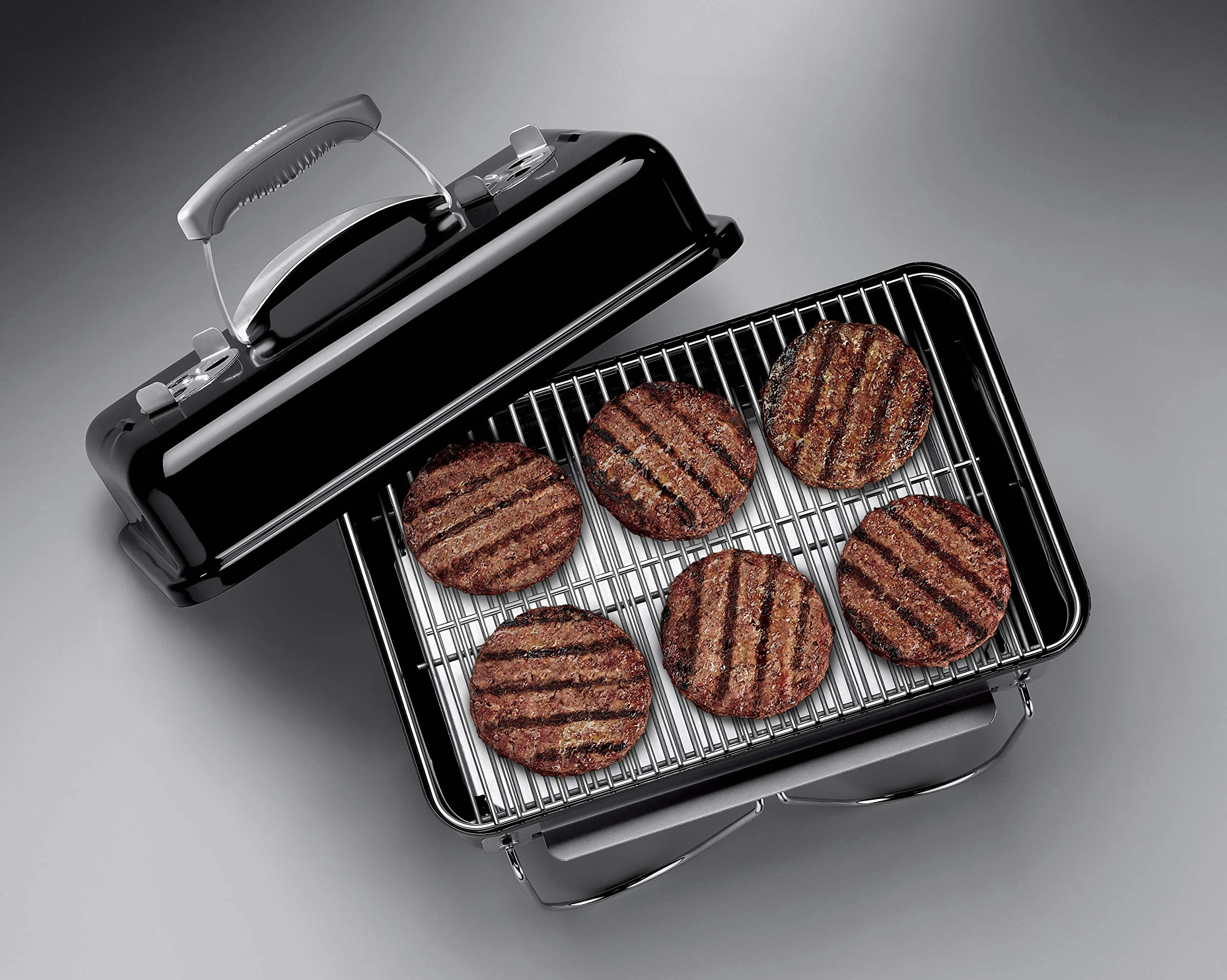 Weber Barbecue a carbone Go-Anywhere griglia portatile con gambe pieghevoli, 42x26 cm, nero