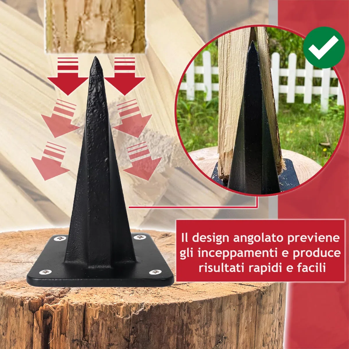 SPARES2GO Scalpello per legna da ardere, grande, resistente, per spaccare legna da ardere