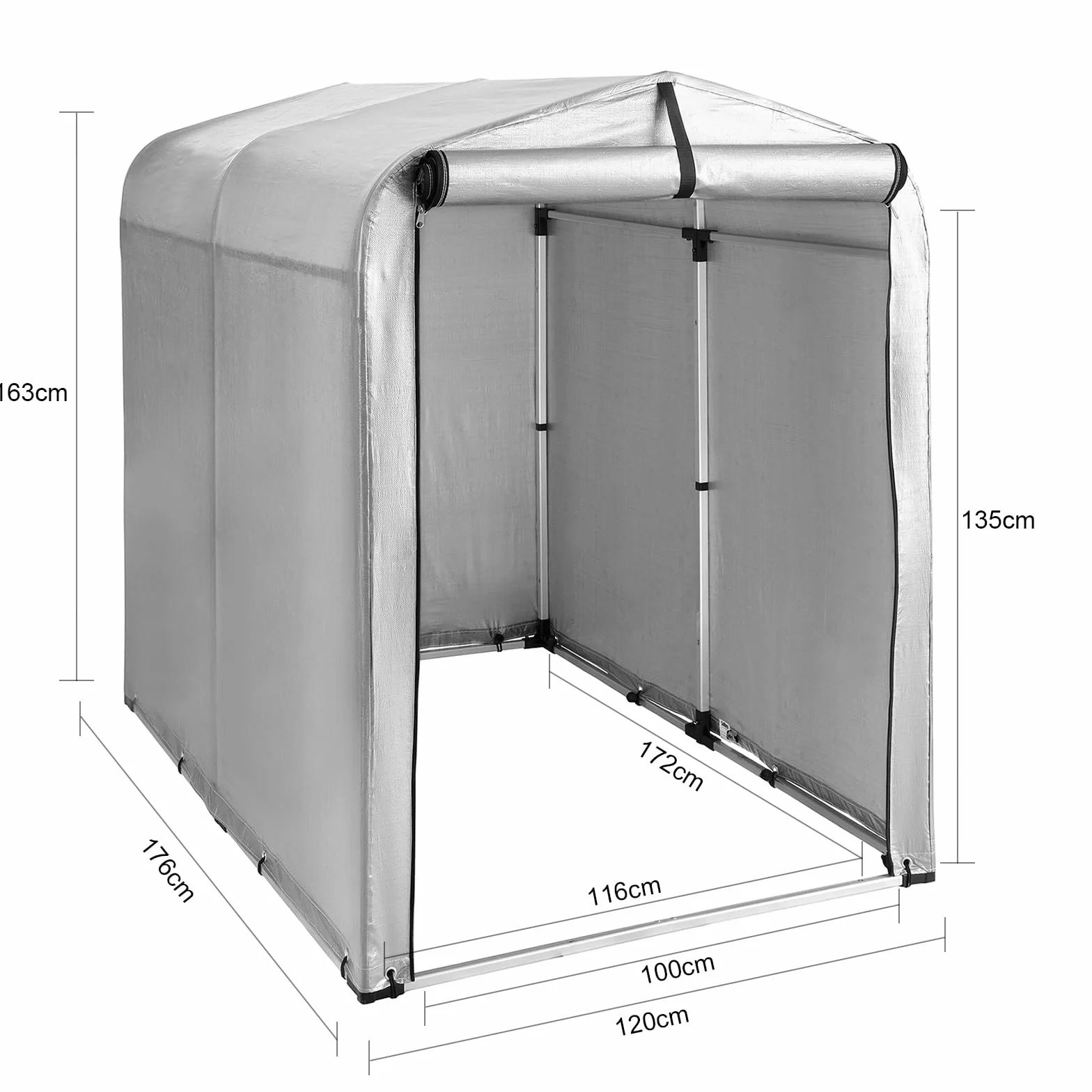 Tenda per Bicicletta Impermeabile per Esterno 120x176x163 cm Argento