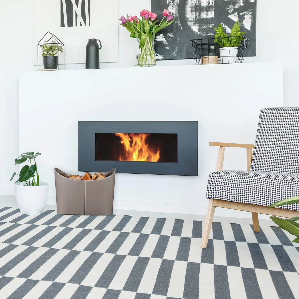 Relaxdays Cesta Portalegna in Similpelle con Manici 36x53,5x41 cm Grigio Scuro