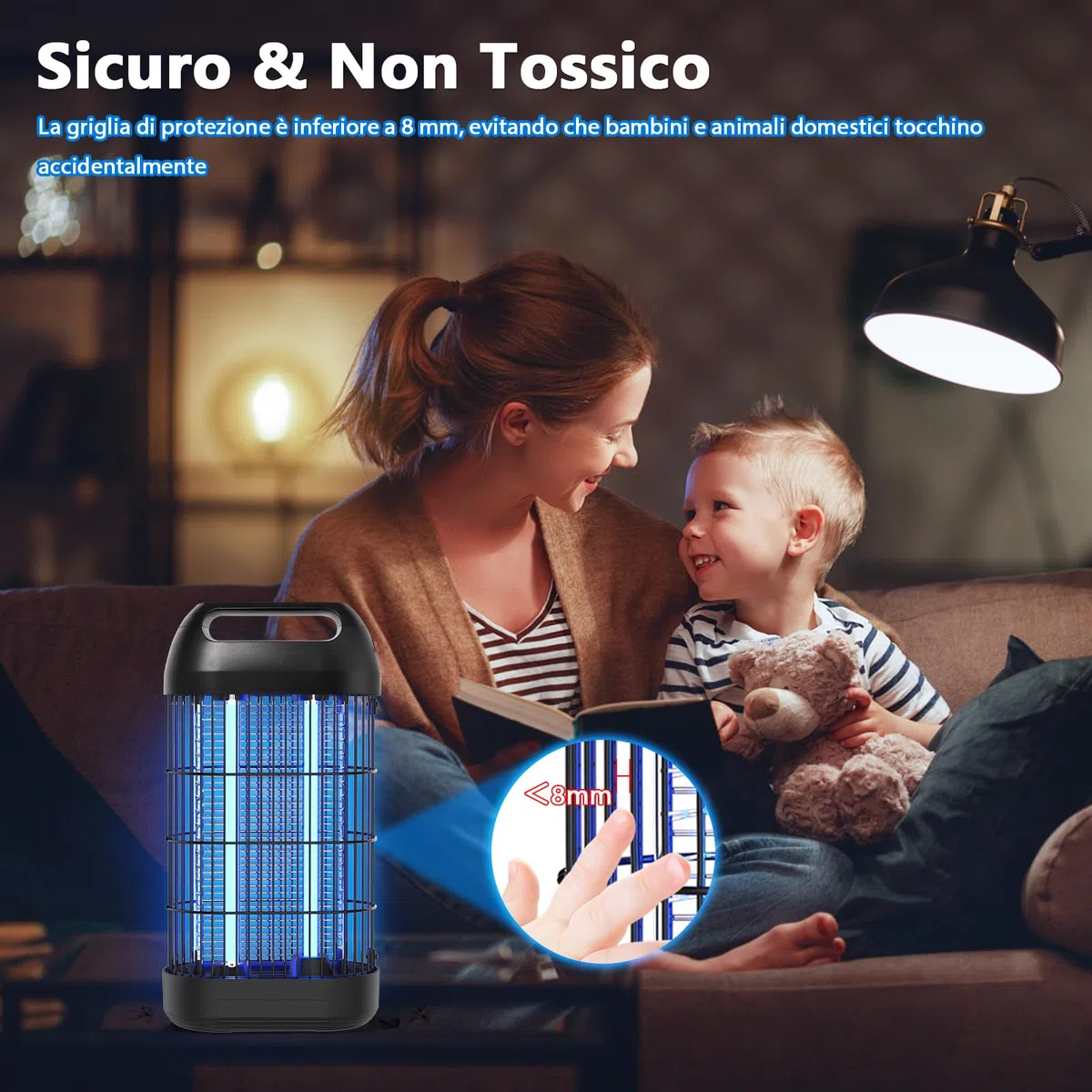 Lampada Antizanzare Elettrica 18W, Zanzariera Elettrica da Interno, Superficie Effettiva 80m², Lampada per Zanzare Ammazza Zanzare Elettrico, Uccide Efficacemente Zanzare Mosche e Falene