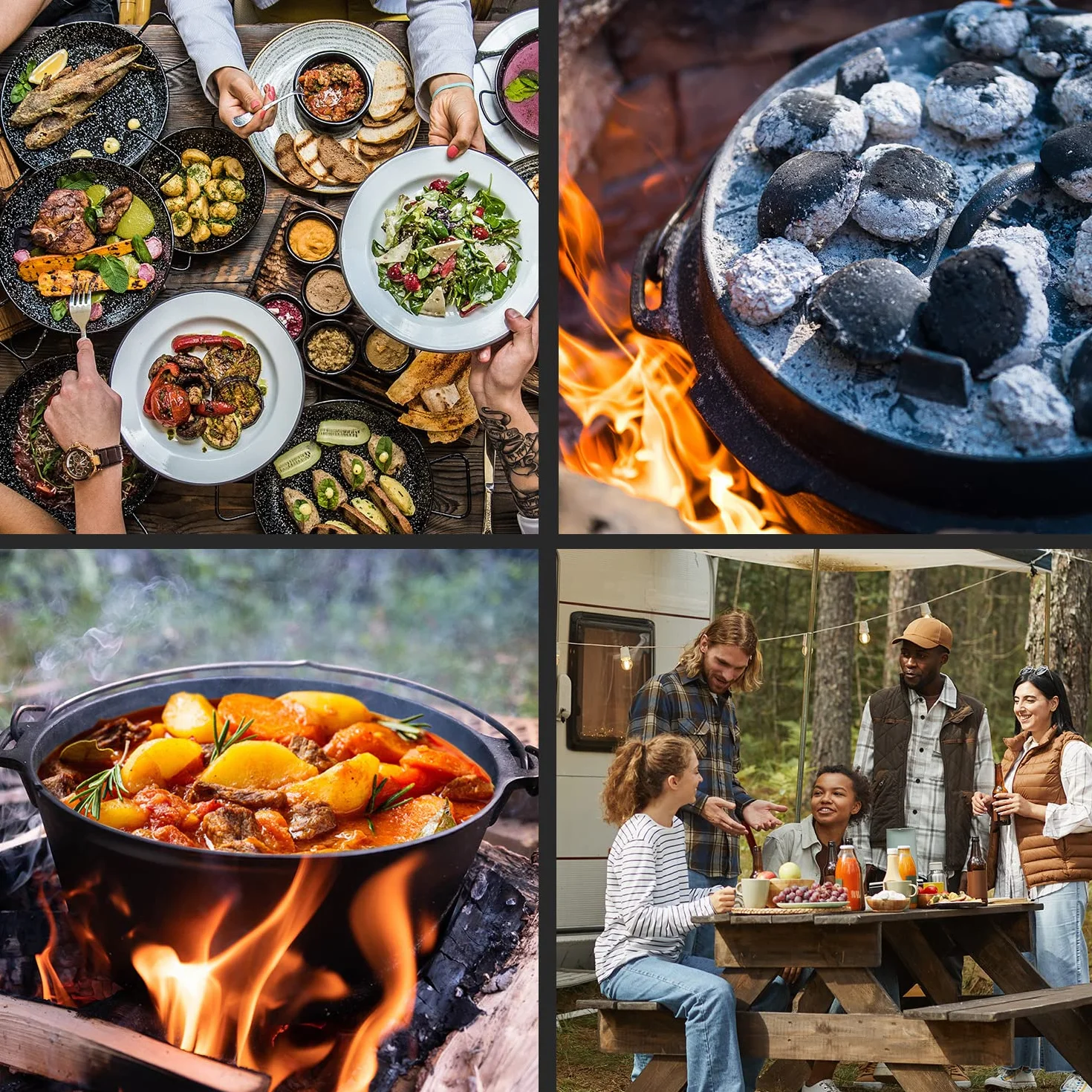 Griglia Dutch Oven in ghisa | Pentola in ghisa già rodata | Dutch oven di massima qualità con sollevatore coperchio | con e senza gambe, Ghisa, nero, 12er - 9.0qt - Füße