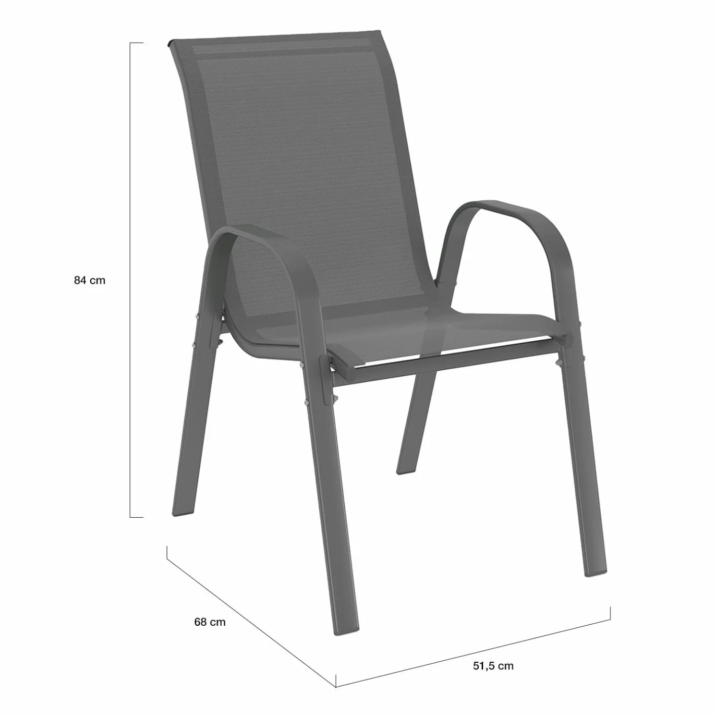 Set di mobili da Giardino Madrid Tavolo 150 CM e 6 sedie impilabili Grigio Antracite
