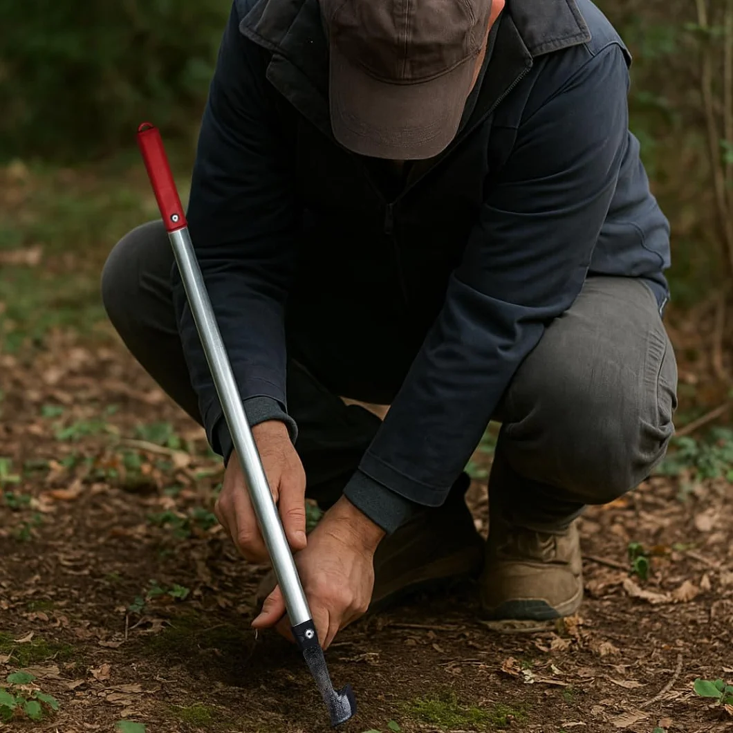 Vanghetto per Tartufi 100 cm | Manico in Alluminio Leggero, Lama Forgiata Alta Resistenza, Impugnatura Antiscivolo in ABS | Strumento Trifolatura Professionale Ergonomico (Bandiera)