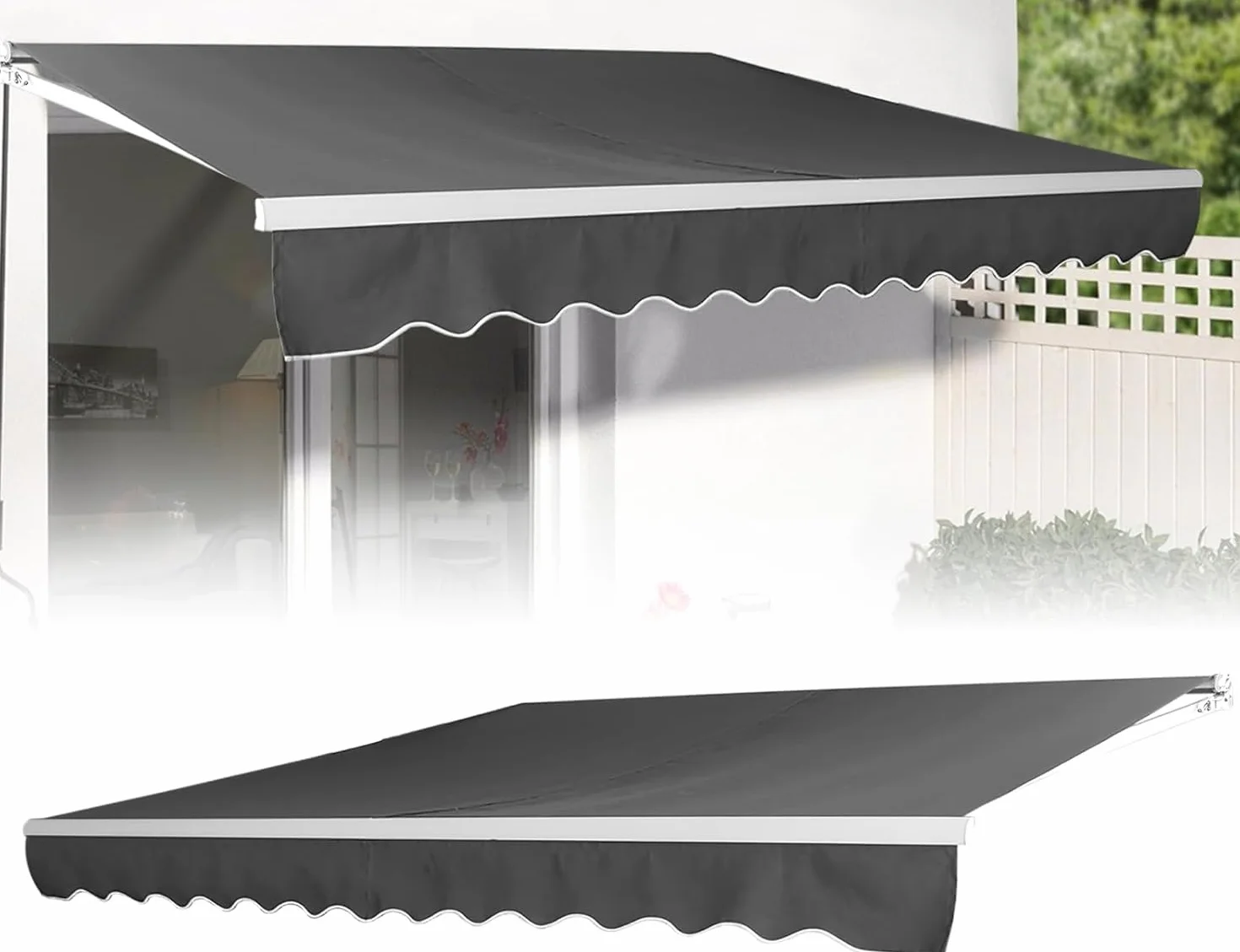 Tenda da sole per balcone con manovella impermeabile antipolvere altezza regolabile grigio scuro 3,6 x 3 m
