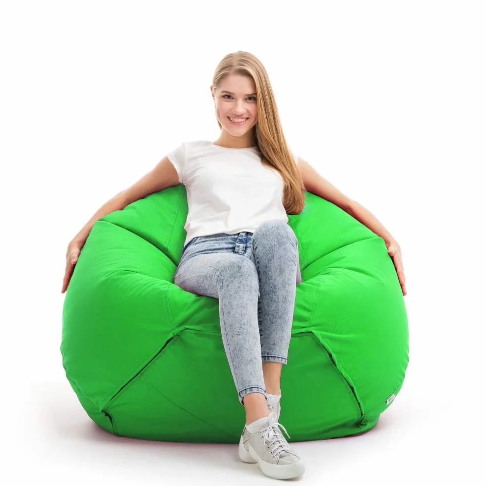Bruni Classico L Verde – Pouf Sacco XXL, Bean Bag a forma di goccia, fodera lavabile, puff per adulti
