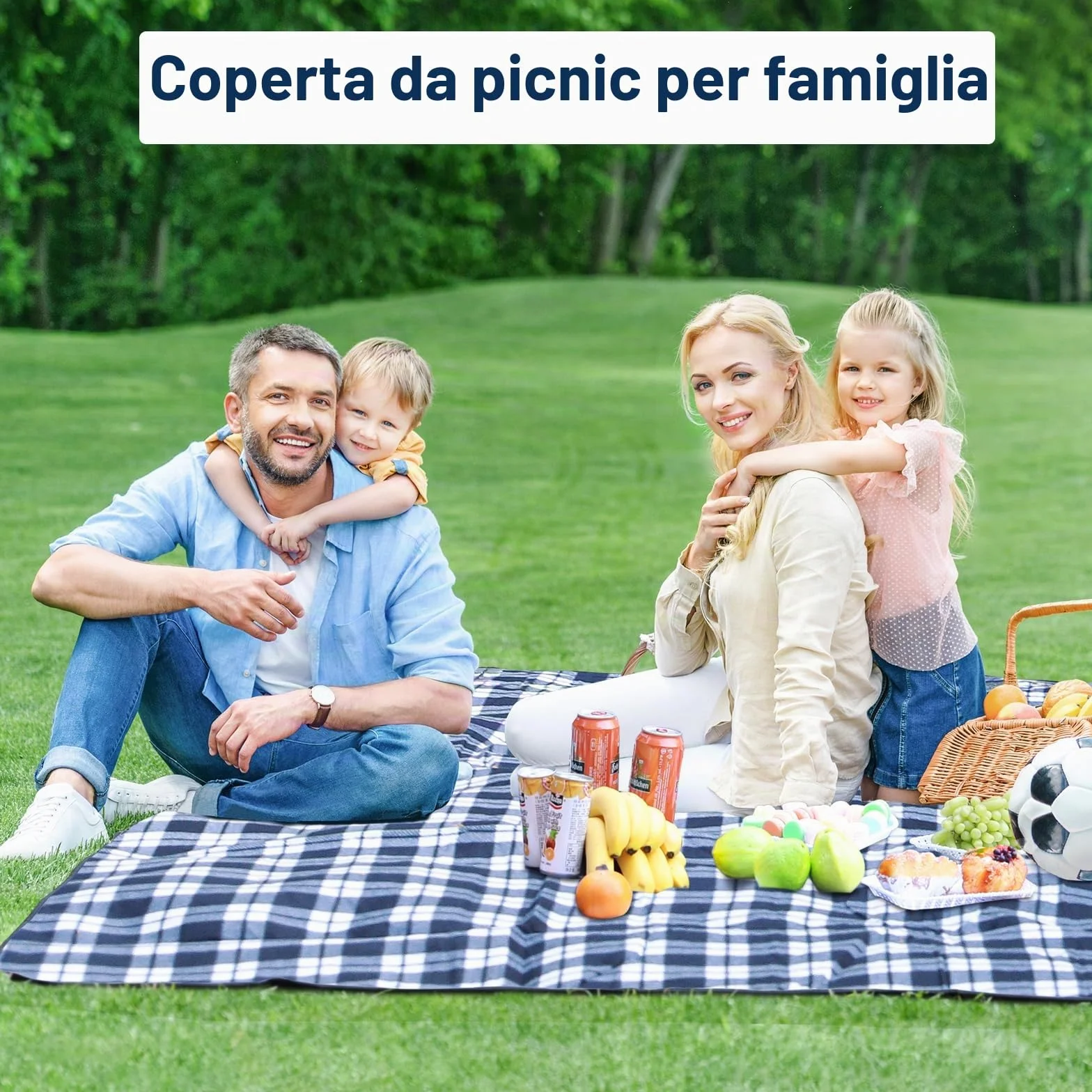 Coperta da Picnic Impermeabile Antisabbia 200x200cm Portatile Pieghevole con Tracolla