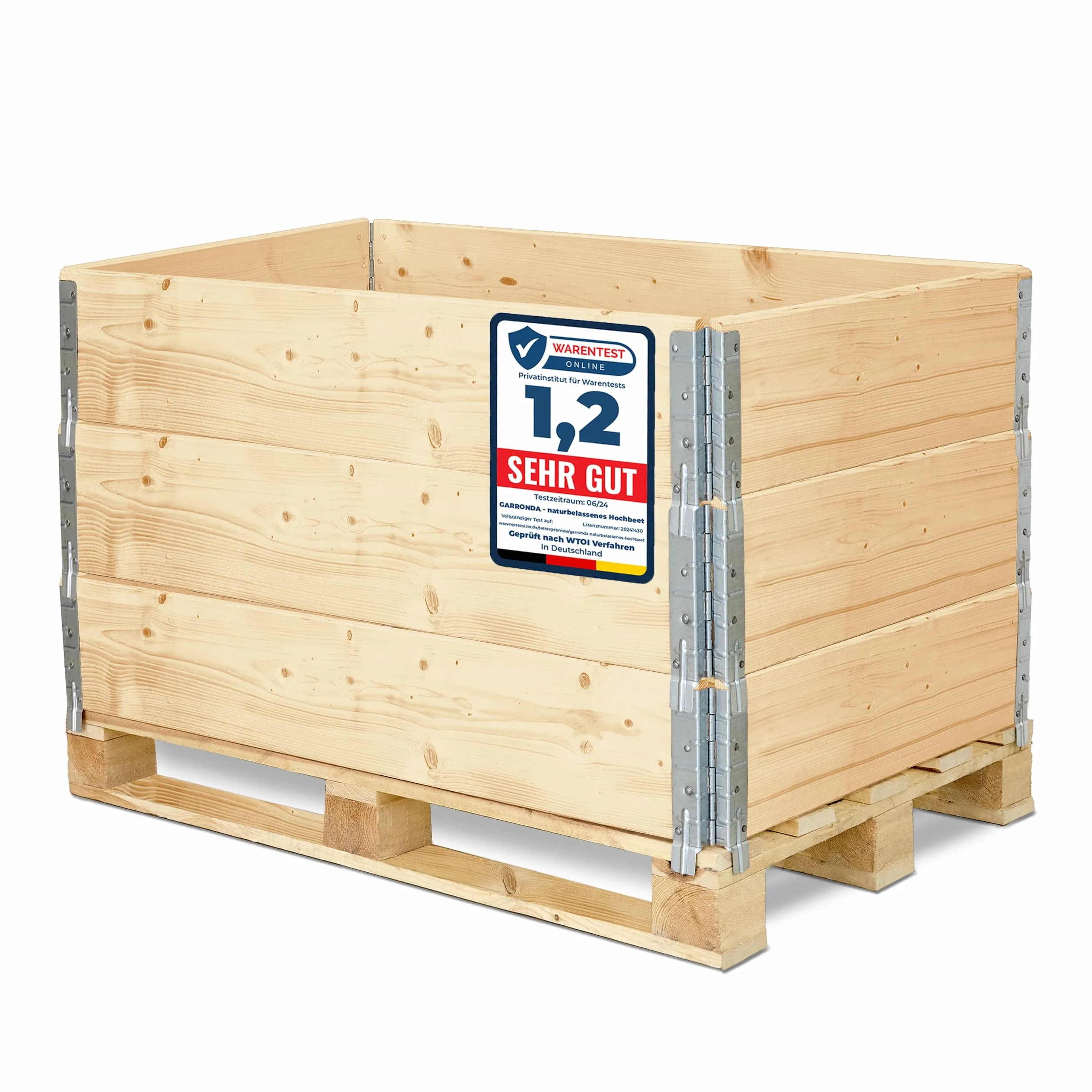 Garronda Telaio aggiuntivo in legno per pallet Cassa di stoccaggio Rialzo Naturale 3 Pezzi
