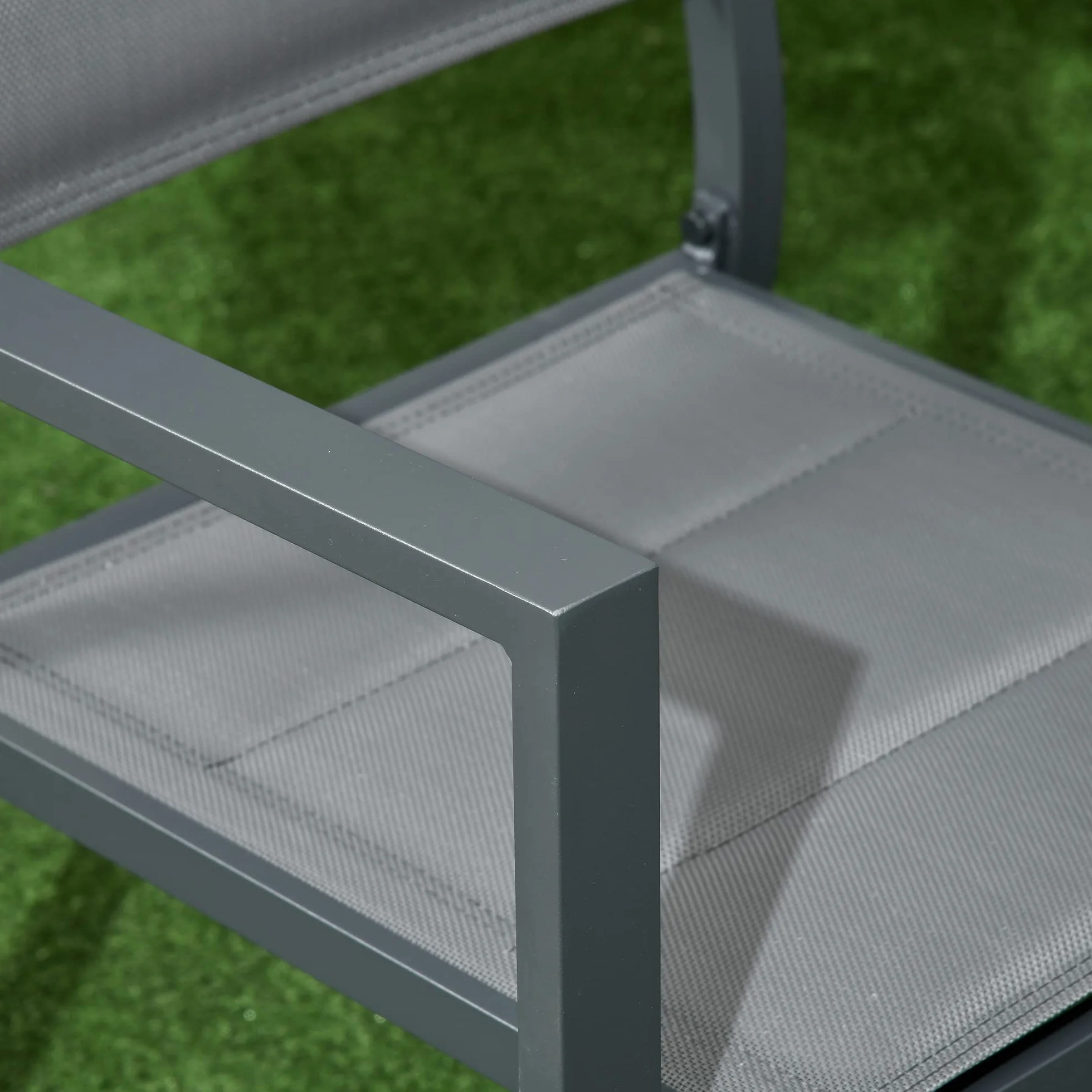 Outsunny Set da Giardino in Alluminio 7 Pezzi Tavolo Rettangolare Allungabile 6 Sedie Grigio