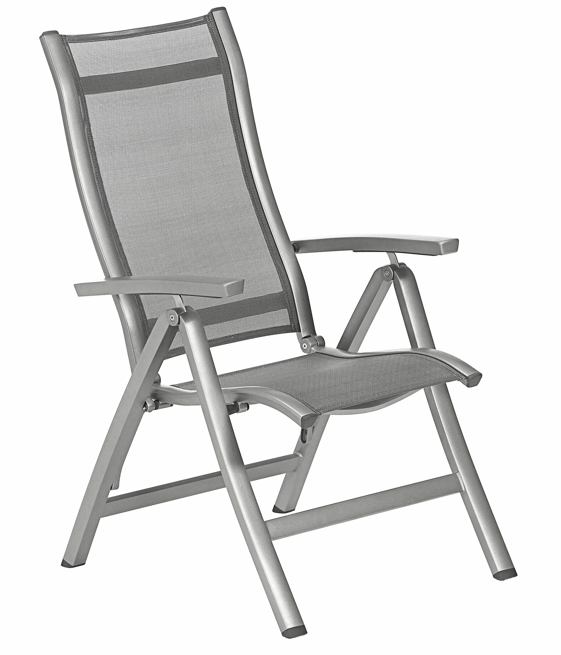 Dehner Sedia Pieghevole Chicago ca. 110 x 63,5 x 67,5 cm, textilene/Alluminio, Grigio
