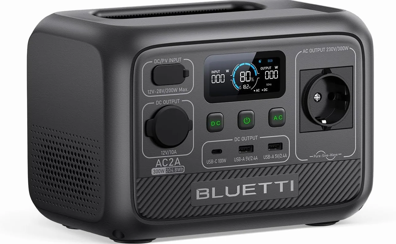 BLUETTI AC2A Generatore Elettrico Portatile 204Wh LiFePO4 300W 600W Picco Ricarica Rapida